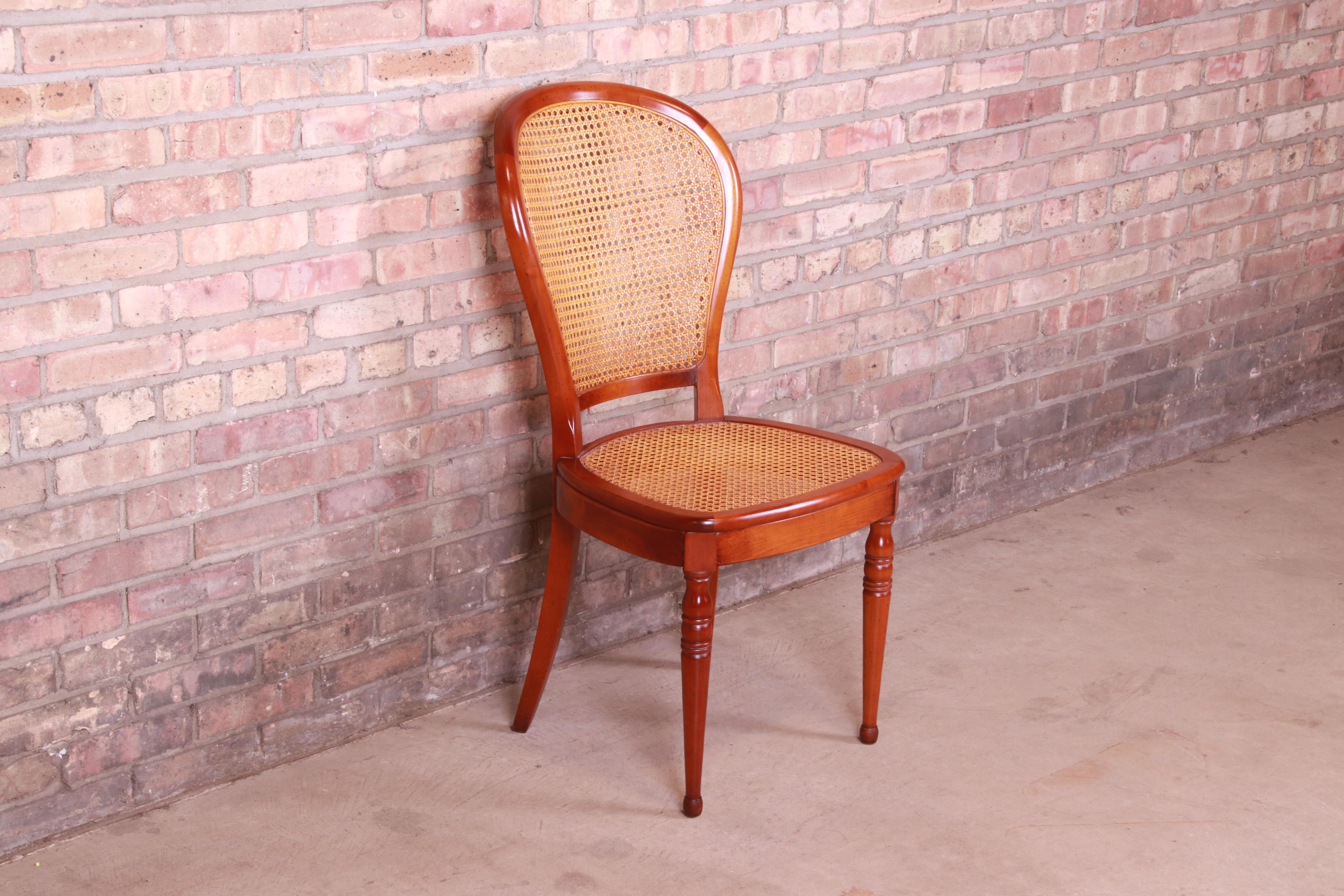 20th Century French Cherry Wood and Cane Balloon Back Desk Chair Attributed to Grange