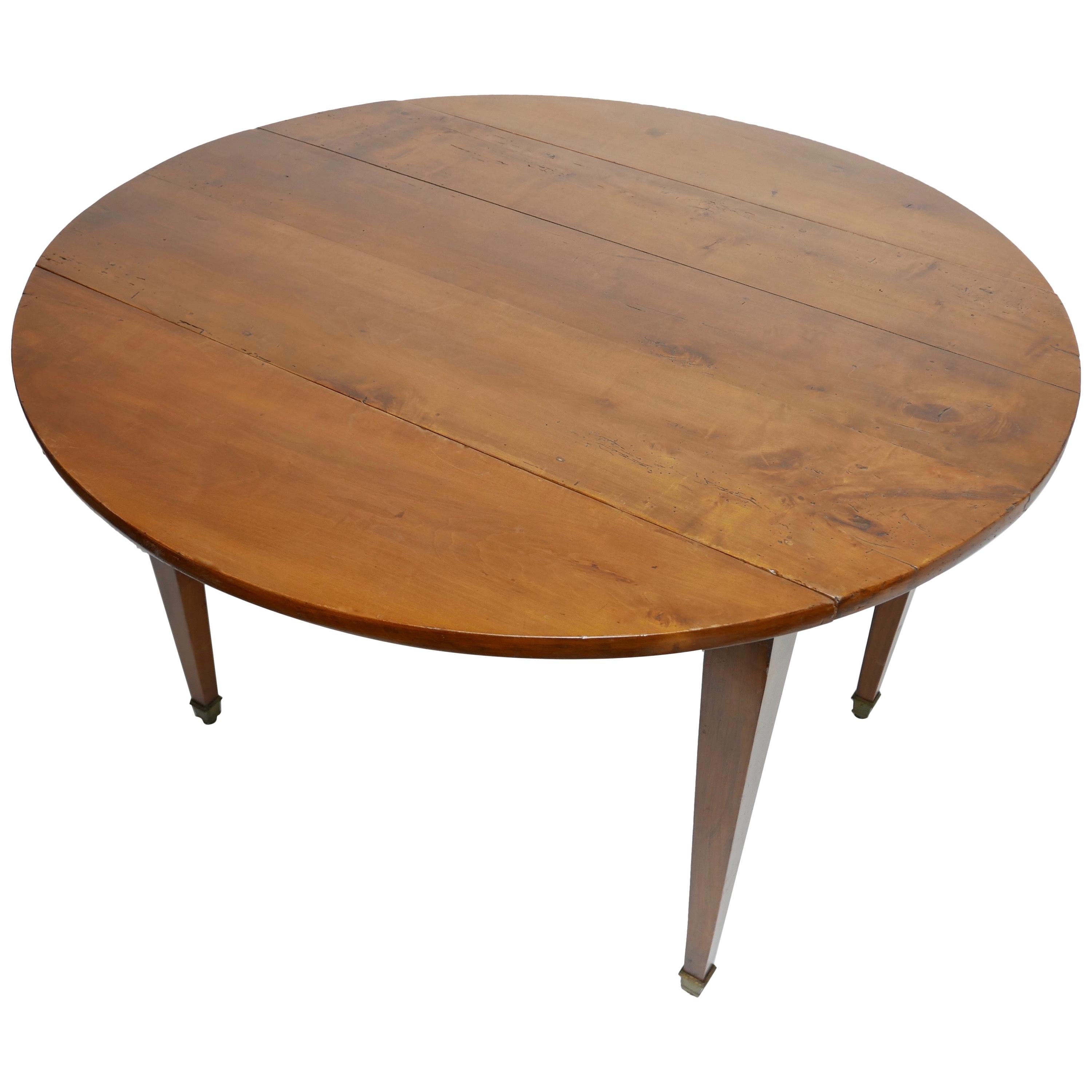 French Cherry Wood Drop-Leaf Table, Early 19th Century