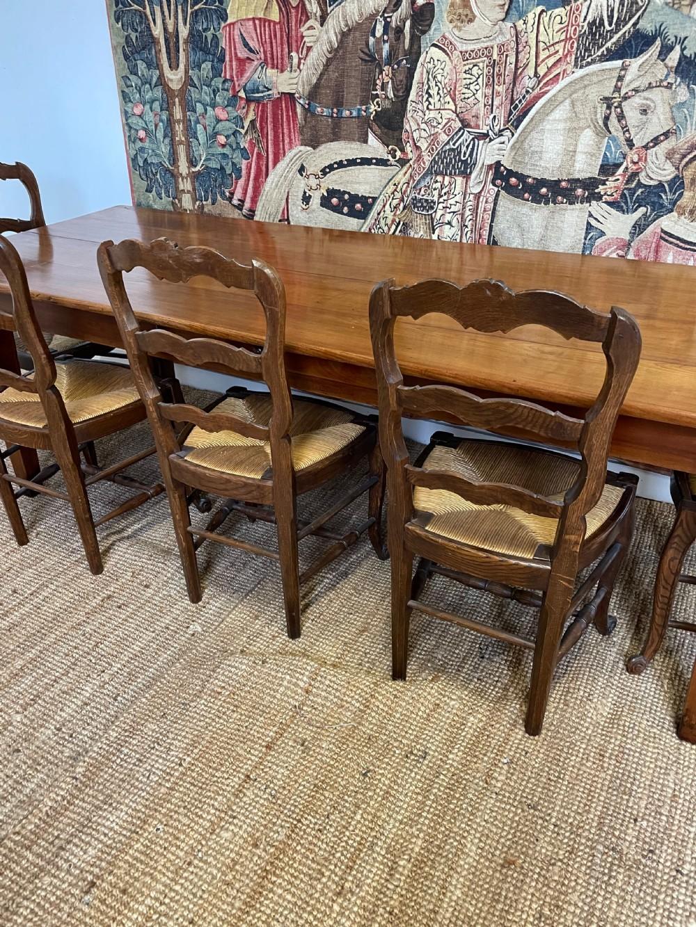 Fabulous example of a mid 19th century cherrywood farm house table ,
French circa 1850 having coming straight out of a farmhouse in the Normandy region of France , single drawer to one side
Height 29. 3/4 inches
Width 34 inches
Length 92 inches
Will