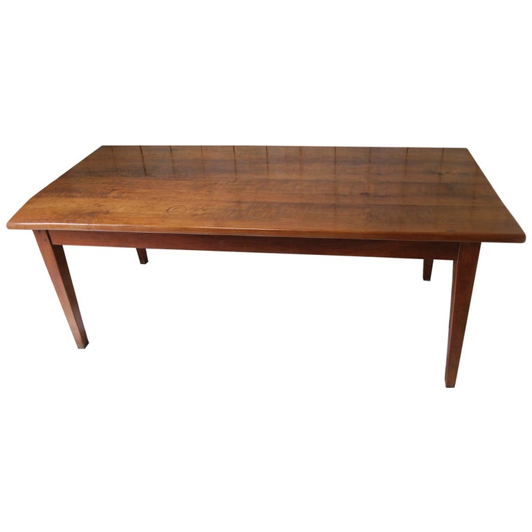 French Cherry Wood Farmhouse Kitchen Dining Table For Sale at 1stDibs