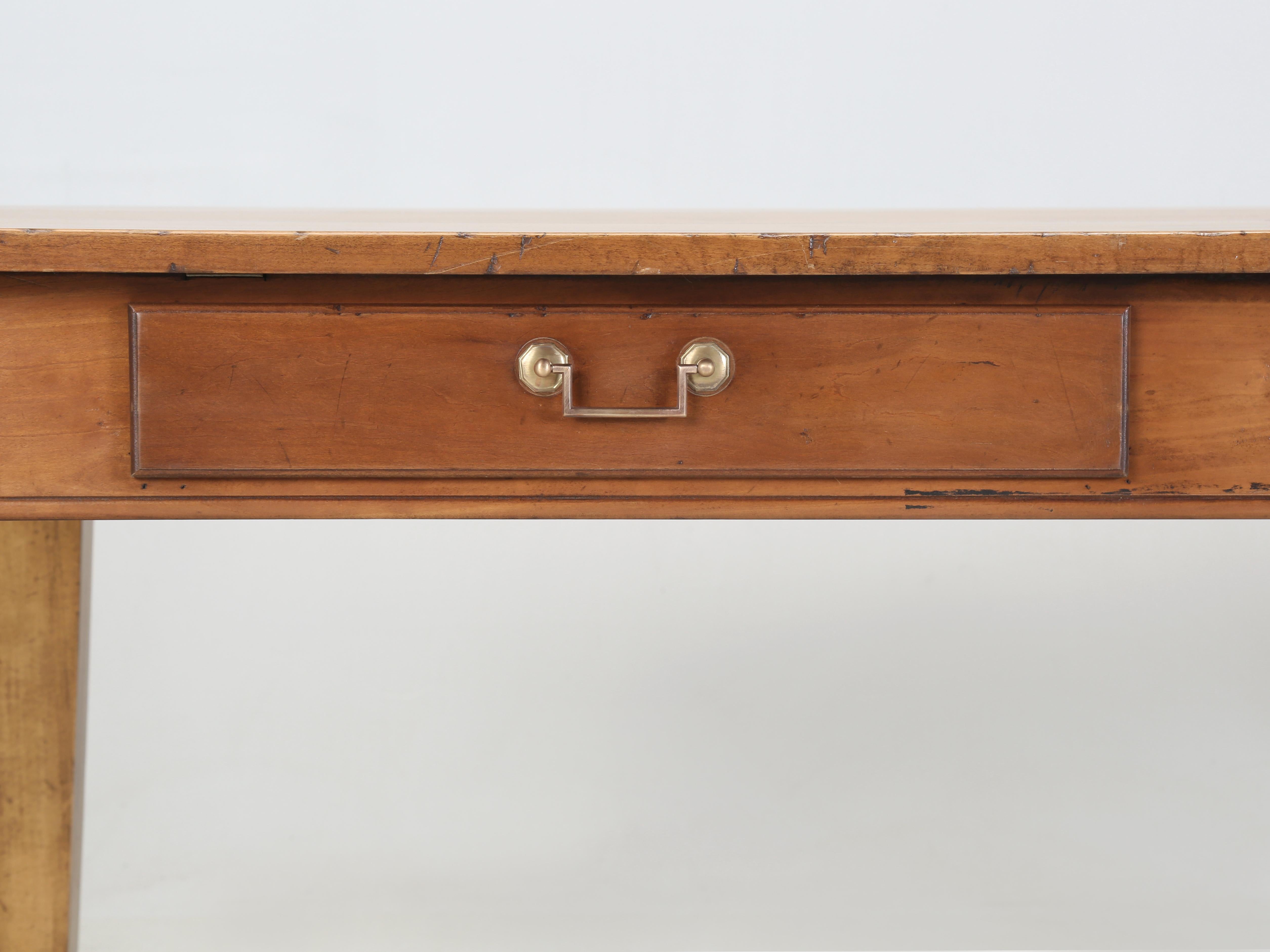French Cherry Wood Farmhouse Style Dining Table Tapered Legs with Two Drawers 2
