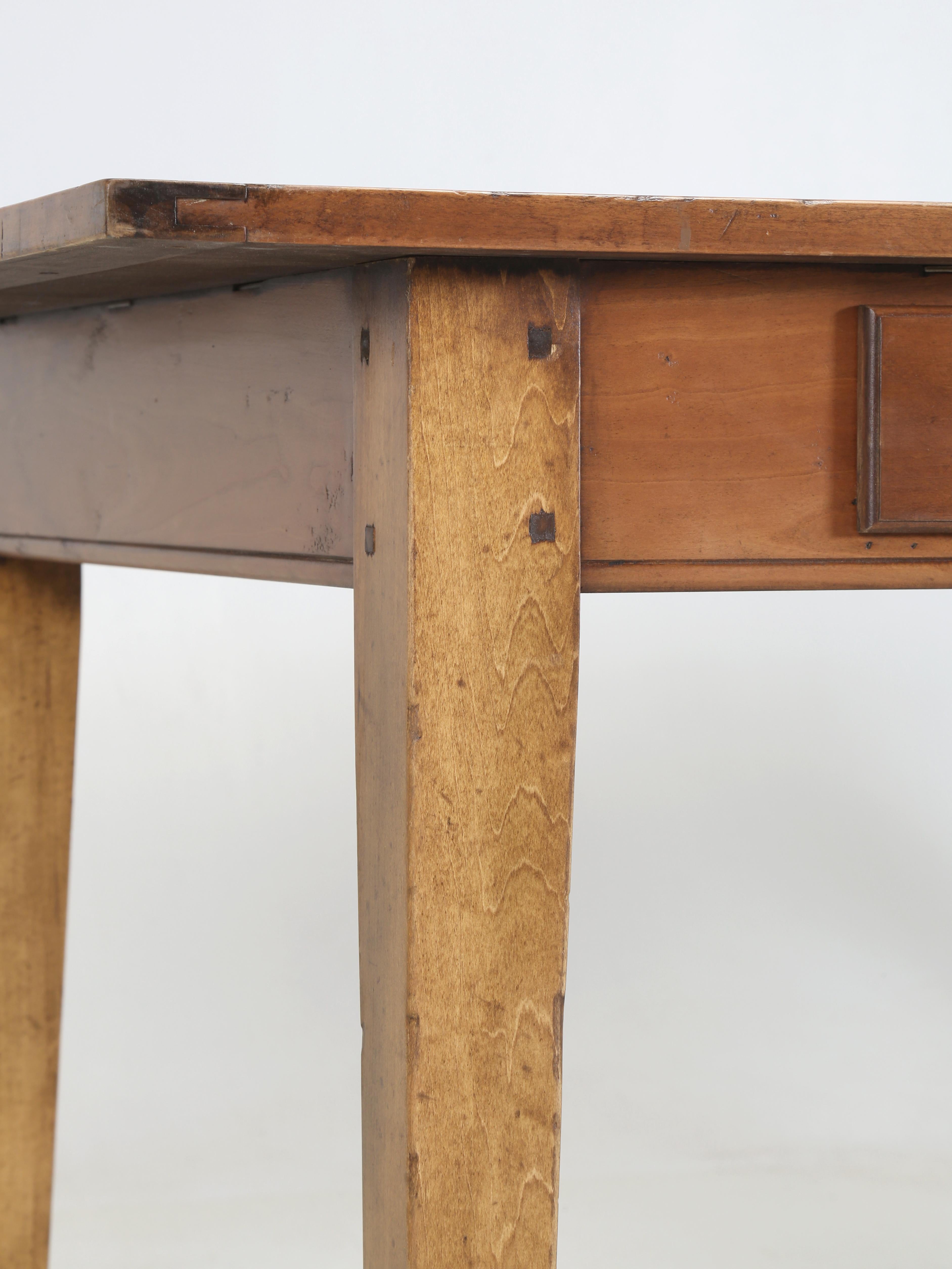 French Cherry Wood Farmhouse Style Dining Table Tapered Legs with Two Drawers 3
