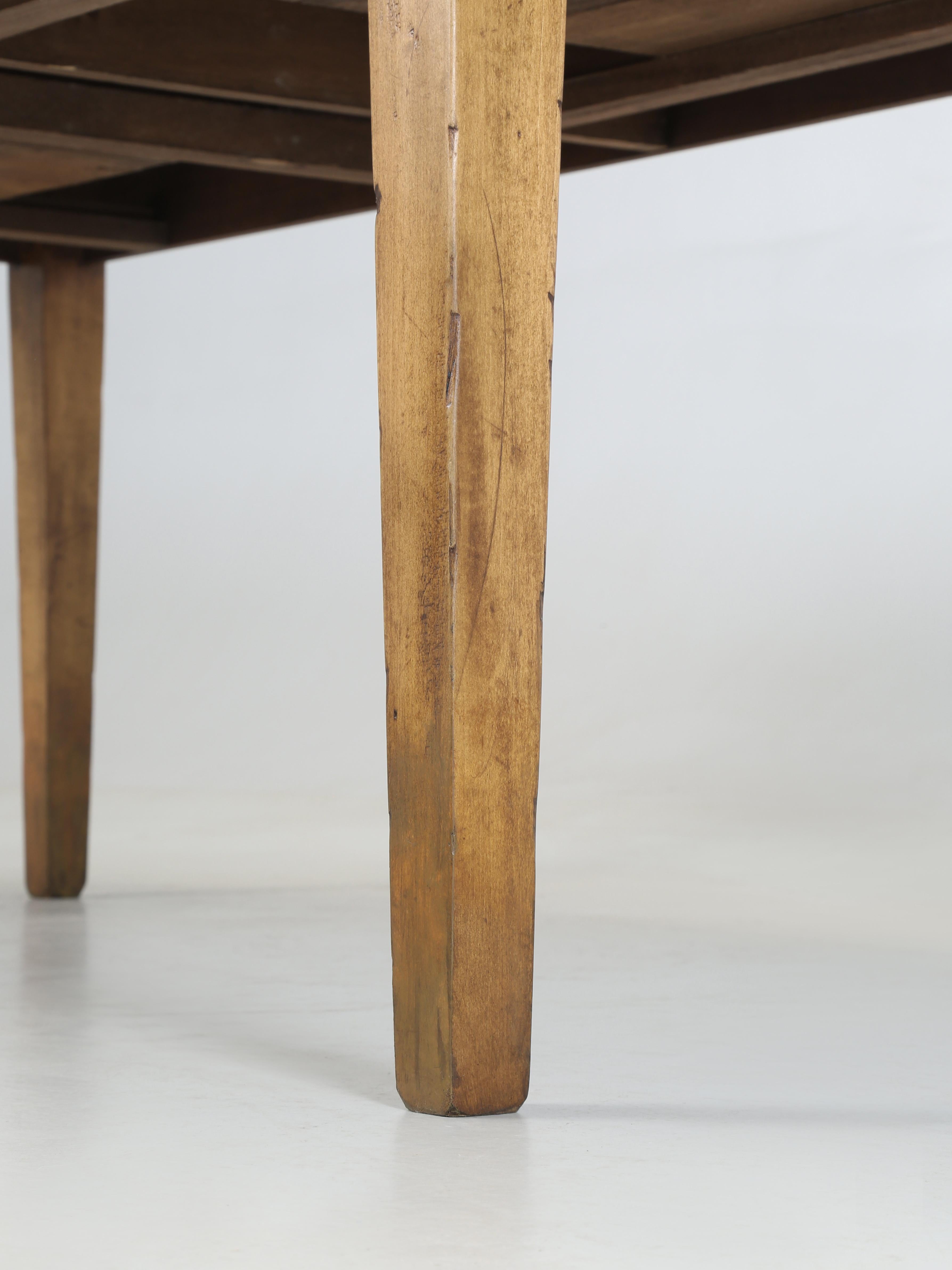 French Cherry Wood Farmhouse Style Dining Table Tapered Legs with Two Drawers 5