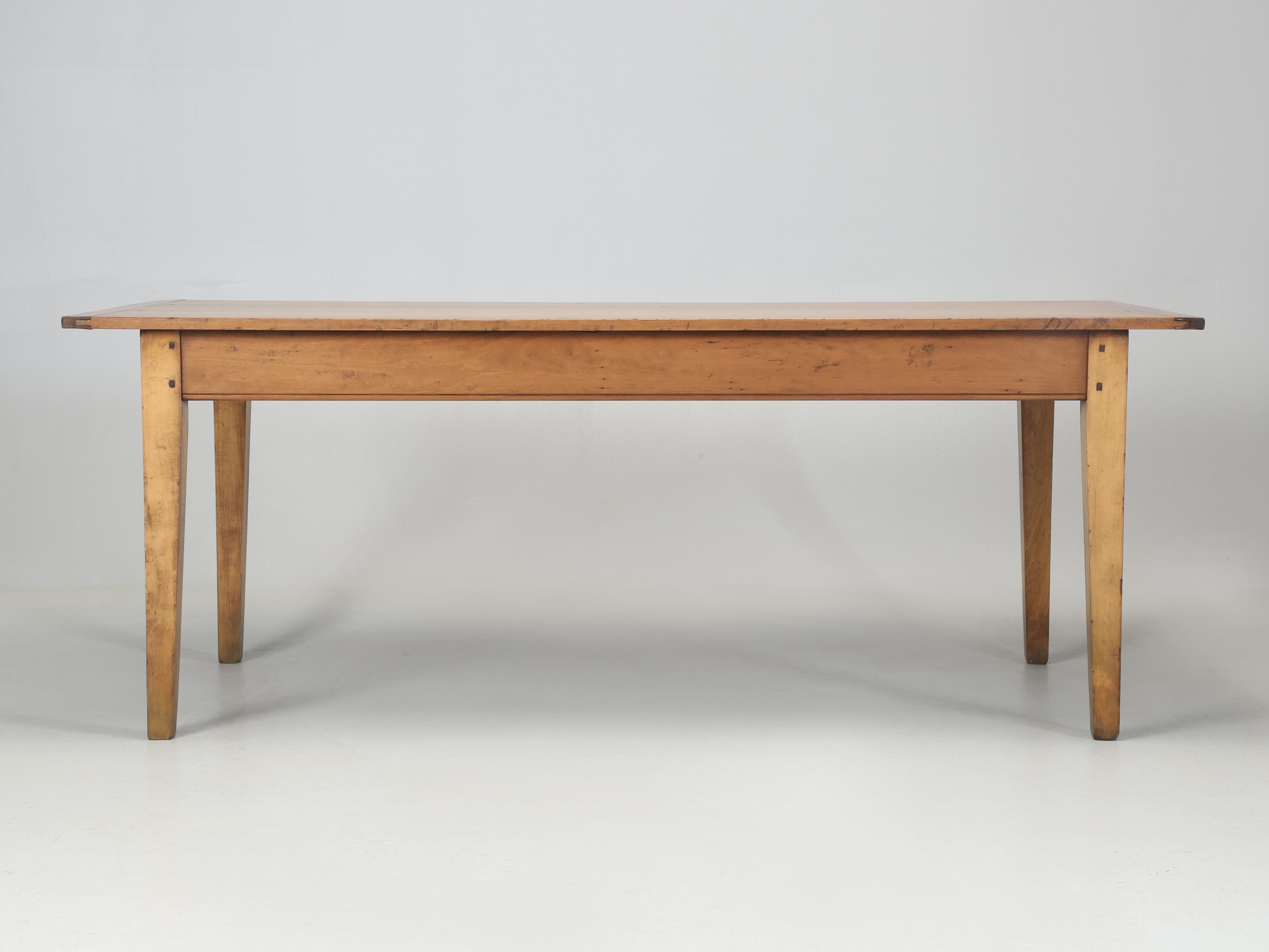 French Cherry Wood Farmhouse Style Dining Table Tapered Legs with Two Drawers 7