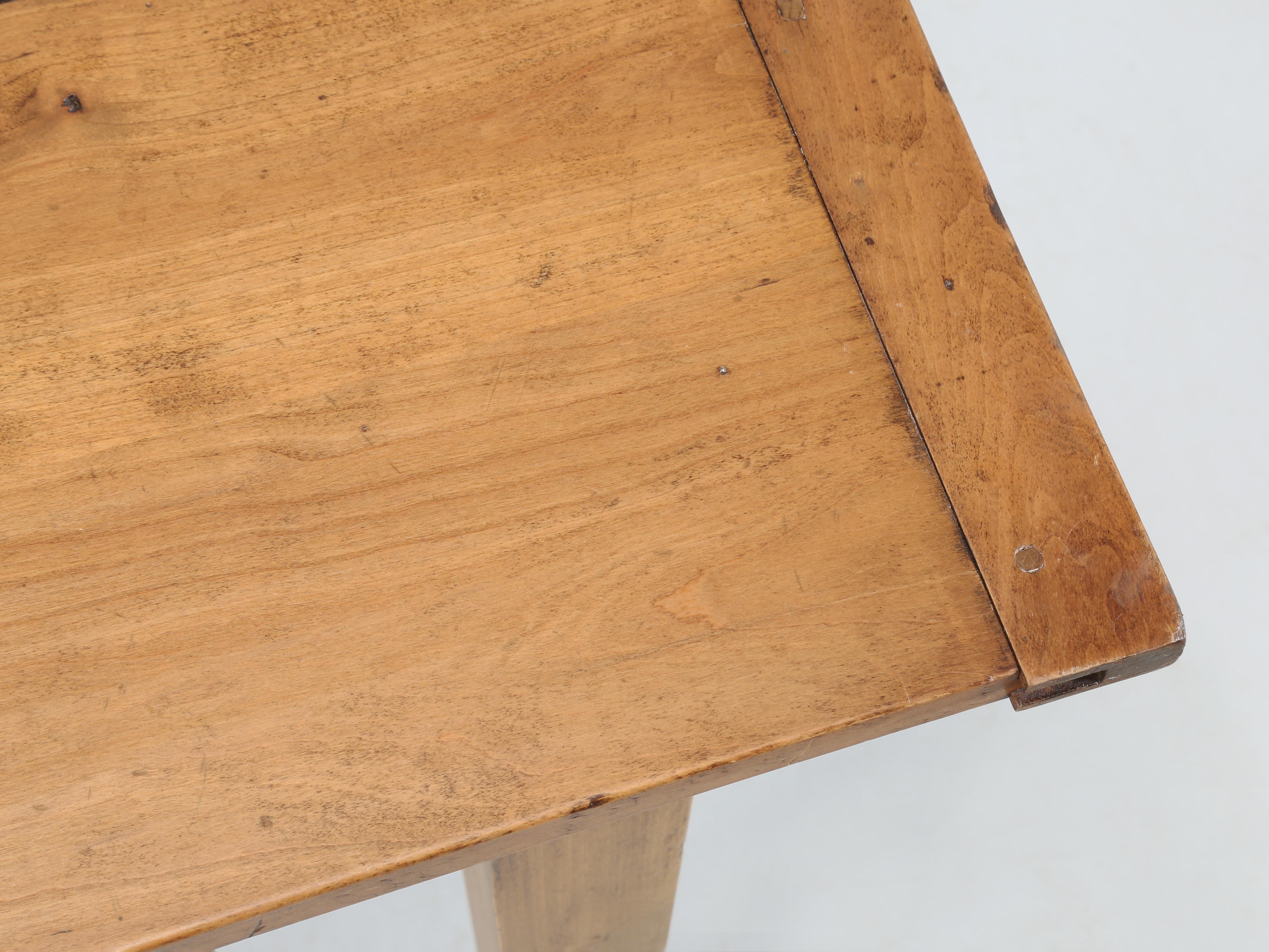 Country French Cherry Wood Farmhouse Style Dining Table Tapered Legs with Two Drawers