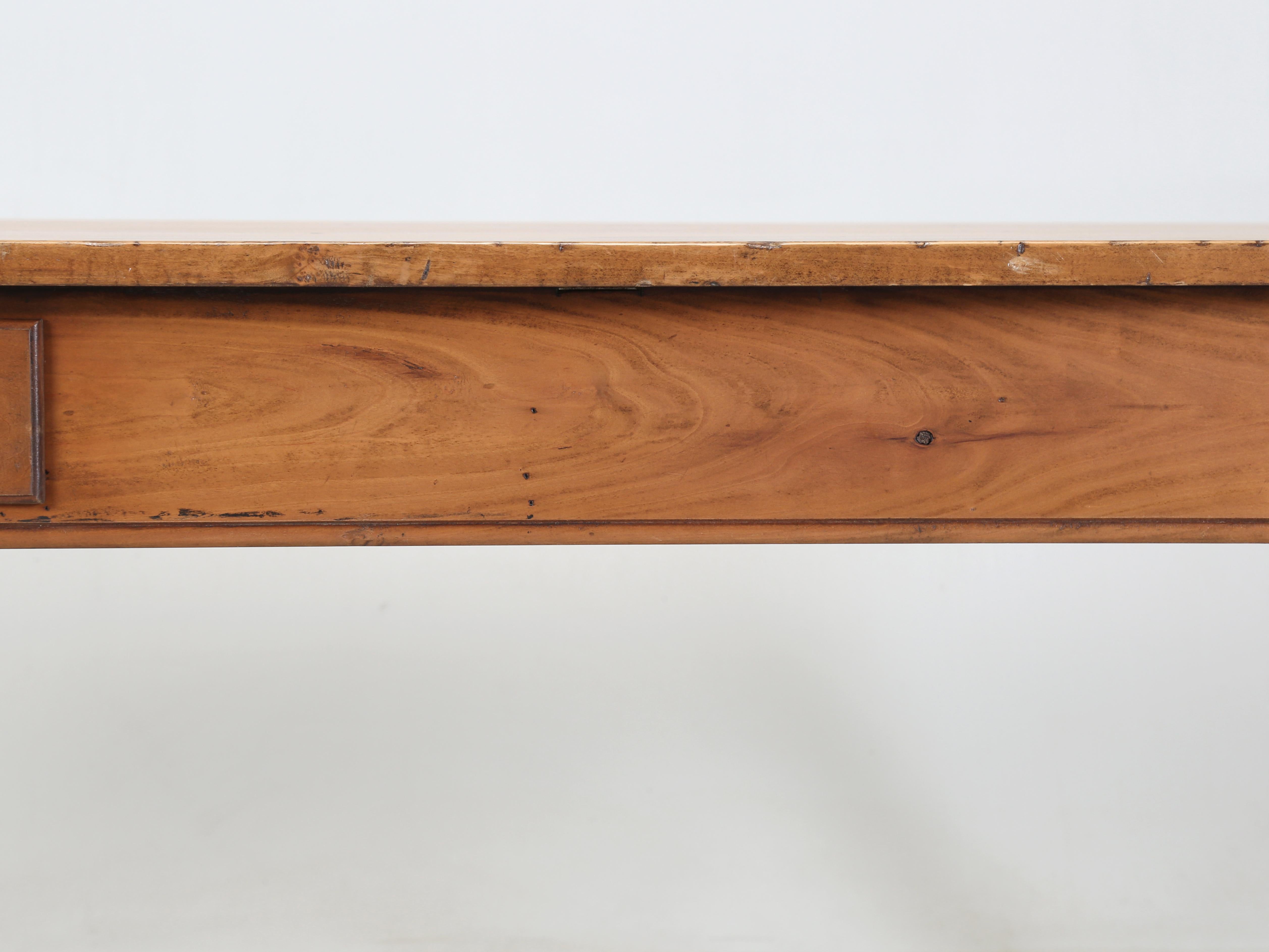 French Cherry Wood Farmhouse Style Dining Table Tapered Legs with Two Drawers 1