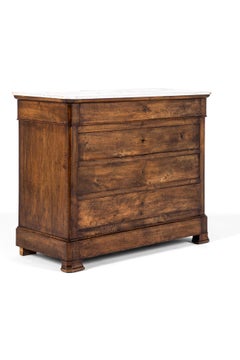 French Cherry Wood Marble Top Chest of Drawers