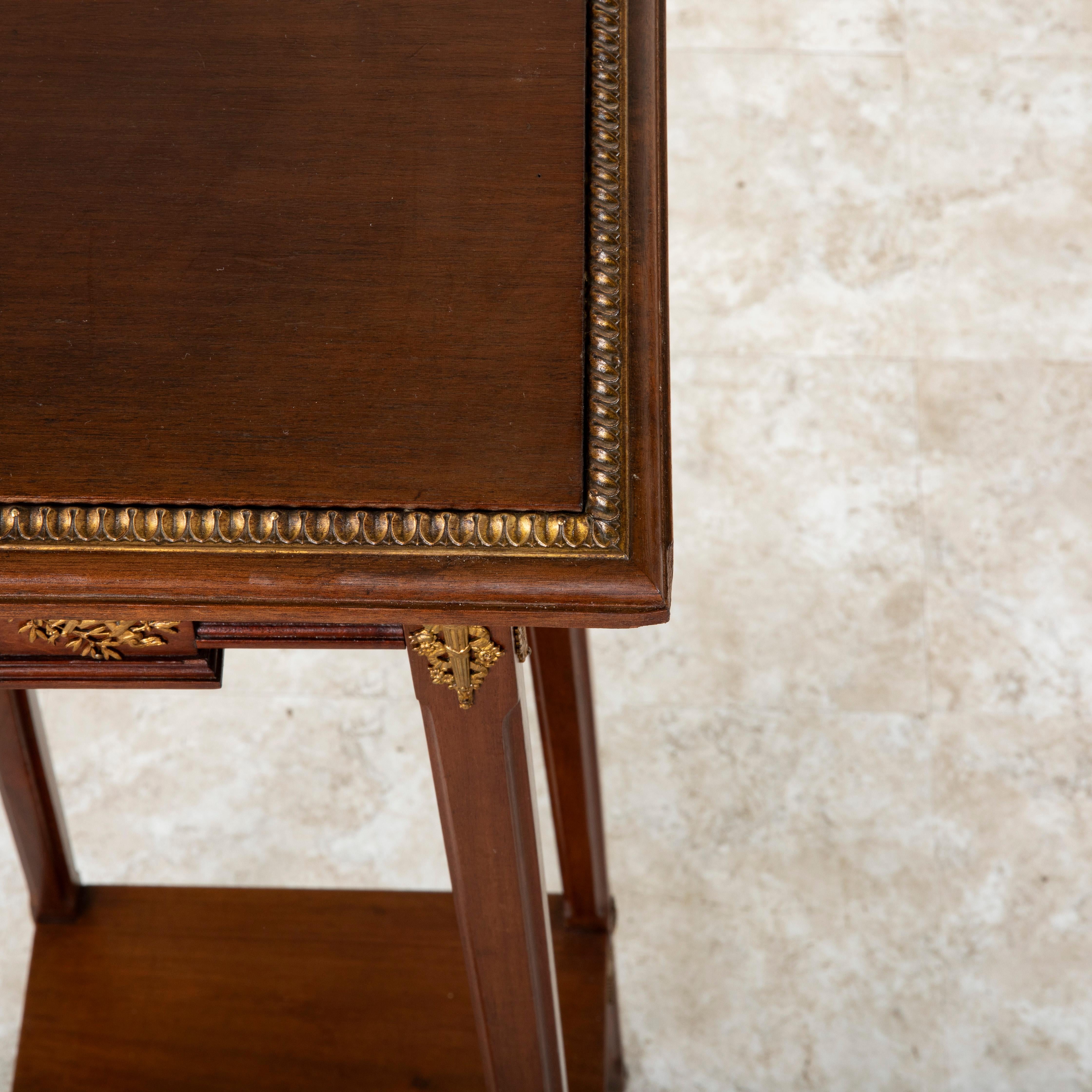 French Cherry Wood Pedestal Table with Bronze Plaques of Artisan Motifs c. 1900 For Sale 4