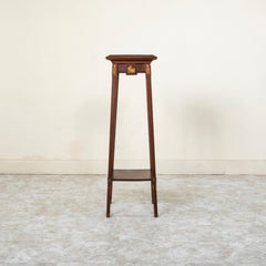 French Cherry Wood Pedestal Table with Bronze Plaques of Female Muses, c. 1900