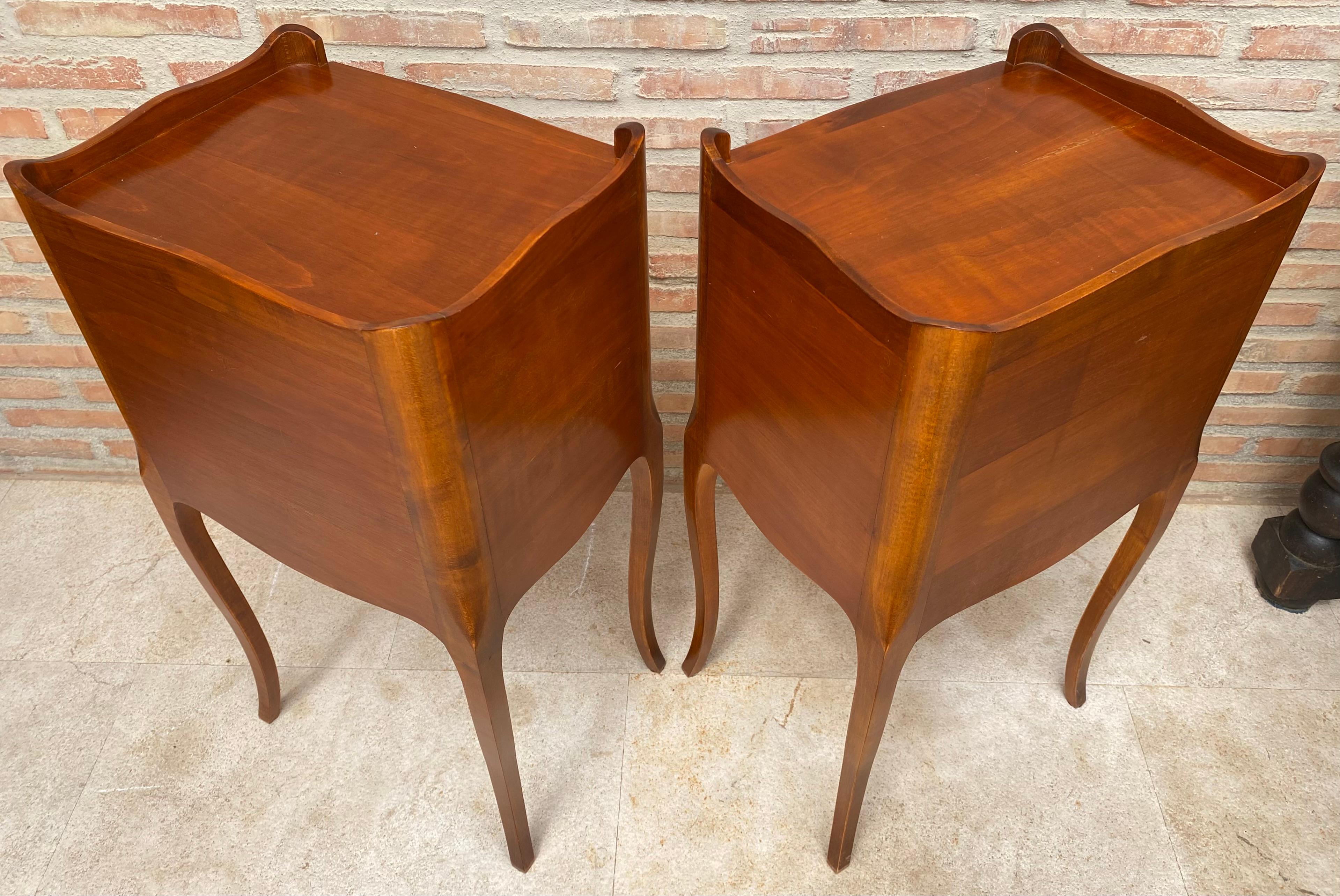 French Cherry You and Me Nightstands with Drawers and Open Shelf, 1960s, Set of For Sale 7