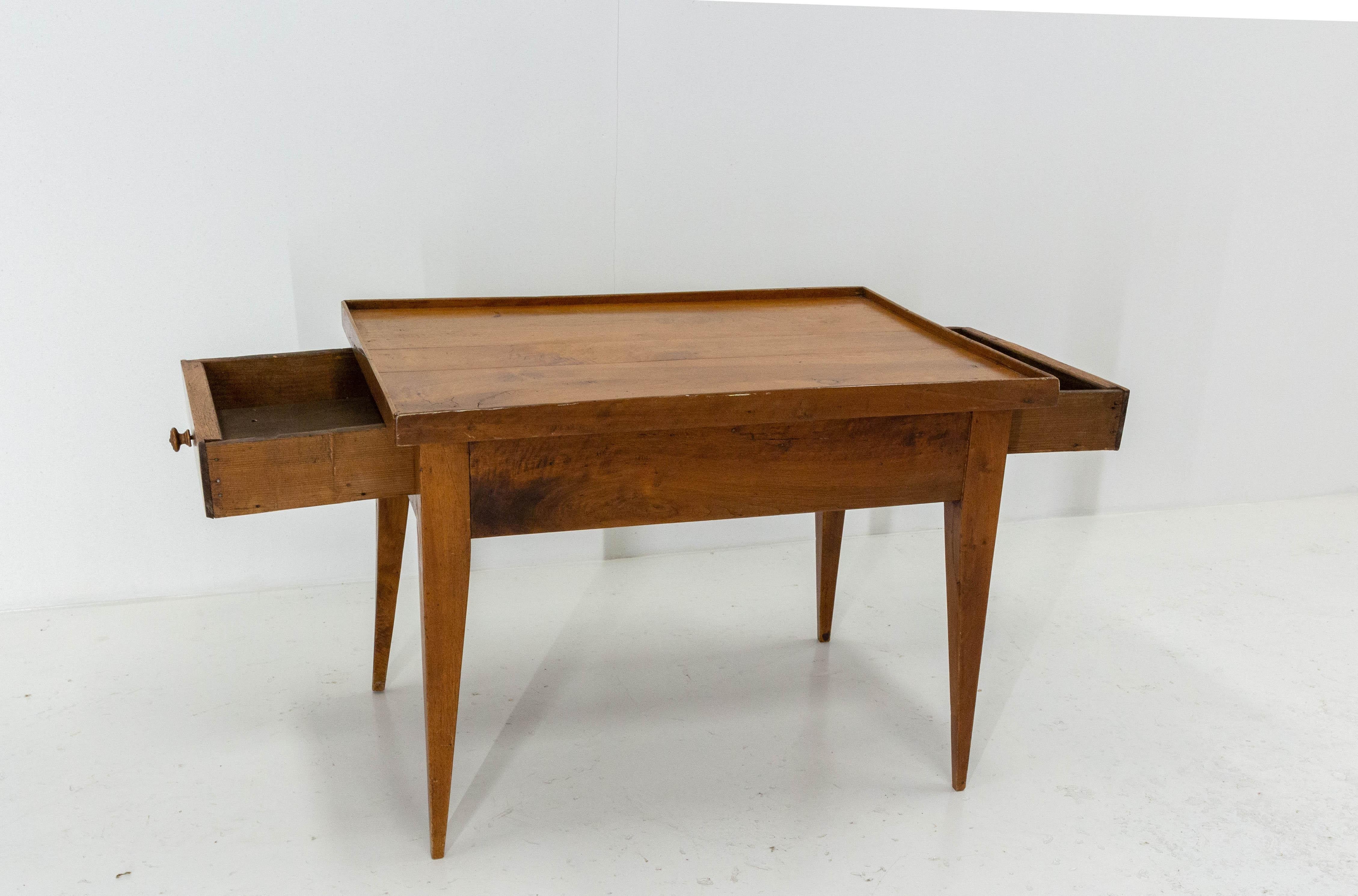 French Cherrywood Coffee Table with Drawers Country Style, Late 19th Century For Sale 4