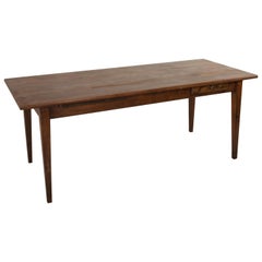 French Cherrywood Farm Table Dining Table, Single Drawer, Cutting Board