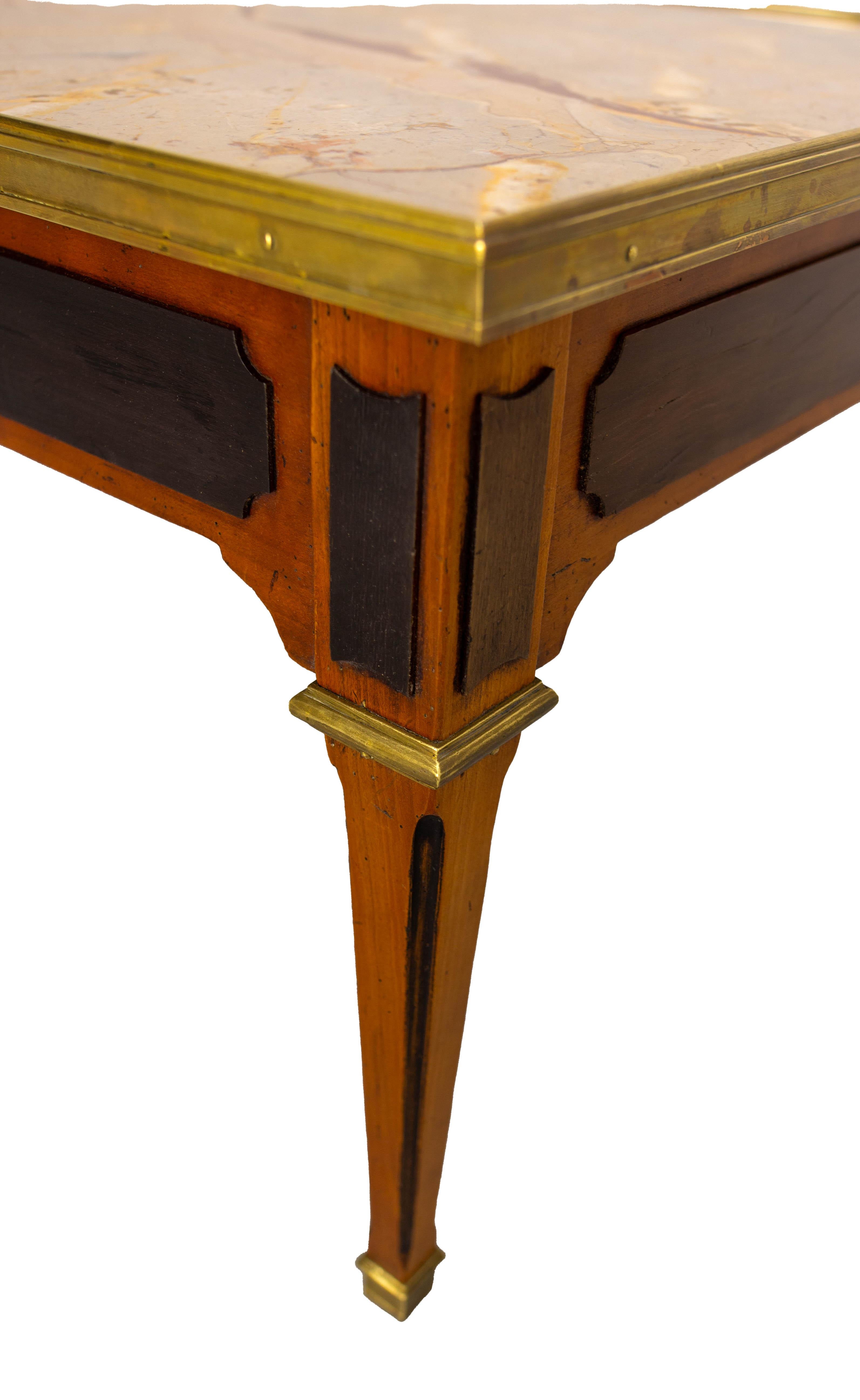 French Cherrywood & Marble Top Coffee Table Classical Style, circa 1960 For Sale 2