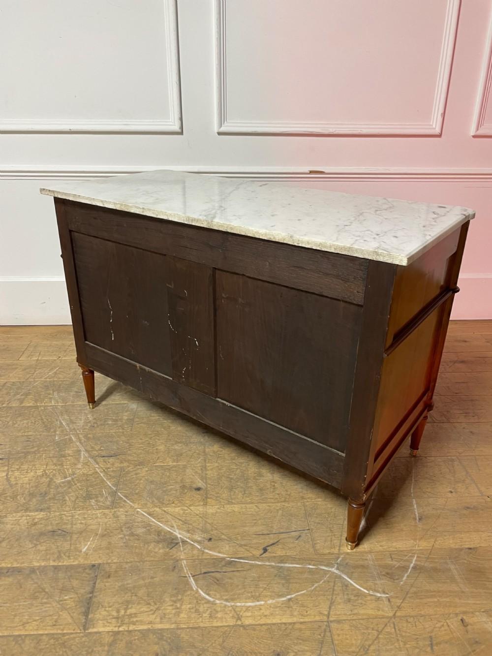French , Cherrywood marble topped commode / chest of drawers For Sale 5