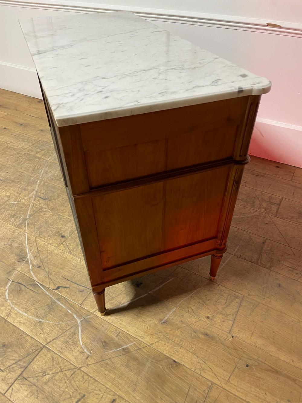 French , Cherrywood marble topped commode / chest of drawers For Sale 4