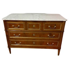 Vintage French , Cherrywood marble topped commode / chest of drawers