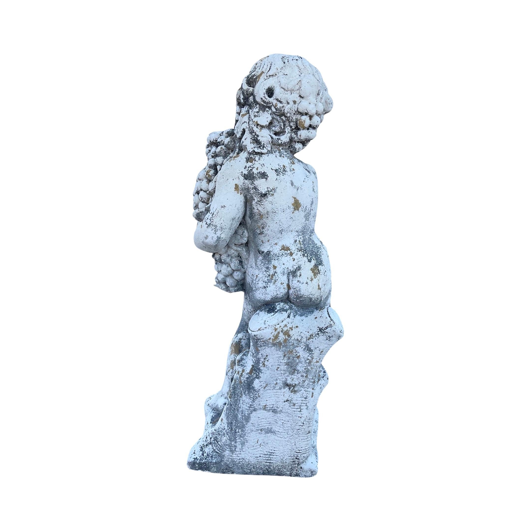 French Cherub Cement Composite Sculpture In Good Condition For Sale In Dallas, TX