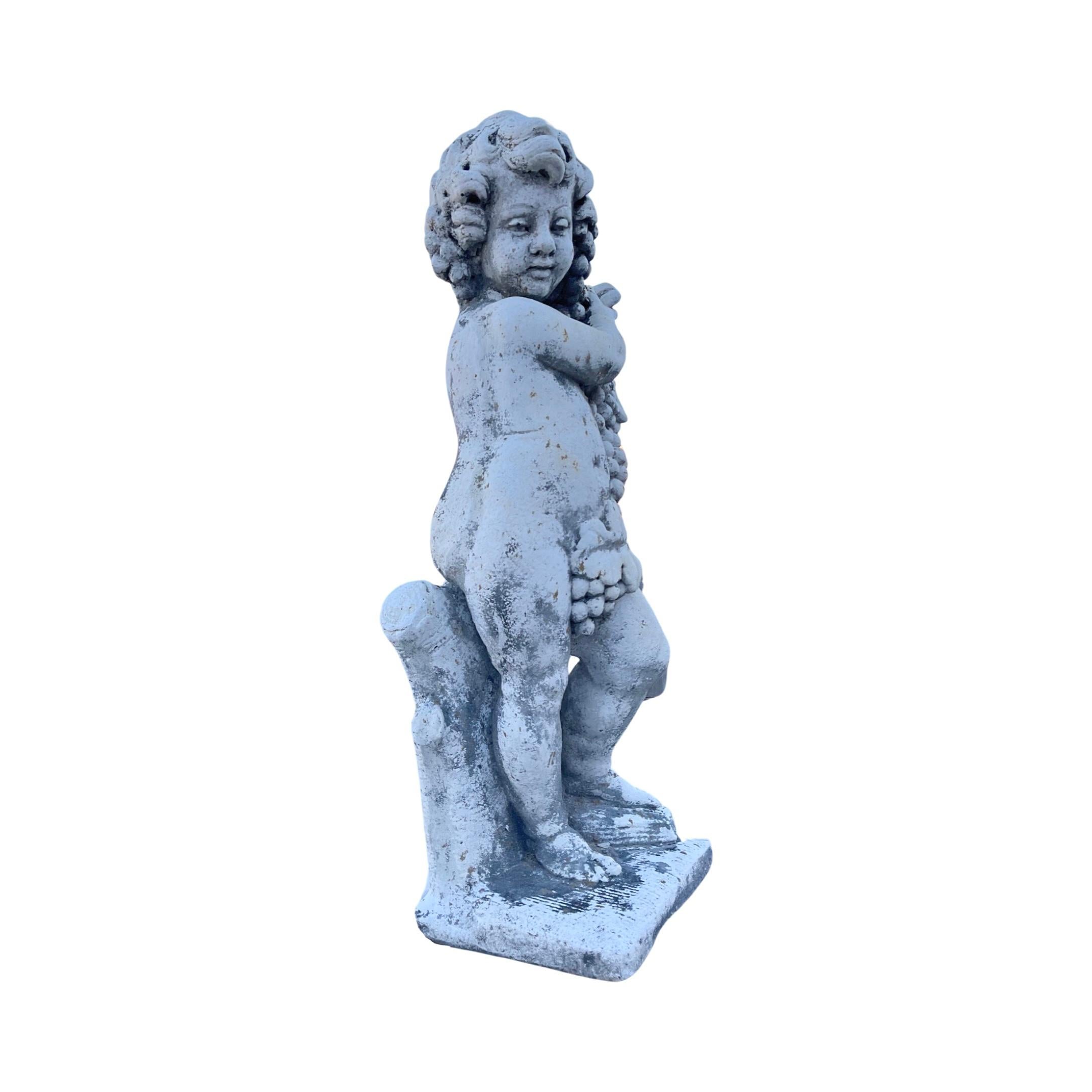 18th Century and Earlier French Cherub Cement Composite Sculpture For Sale