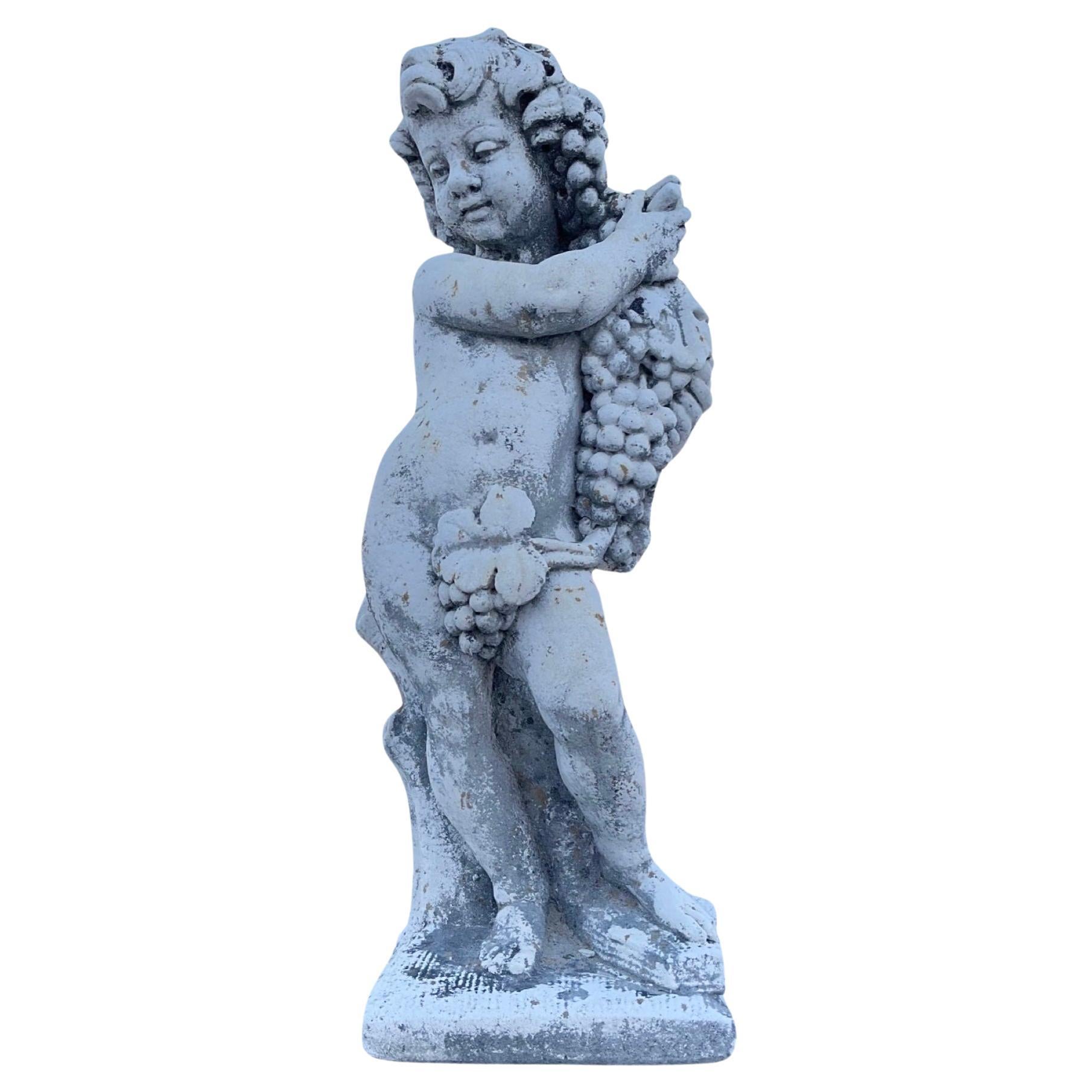 French Cherub Cement Composite Sculpture For Sale