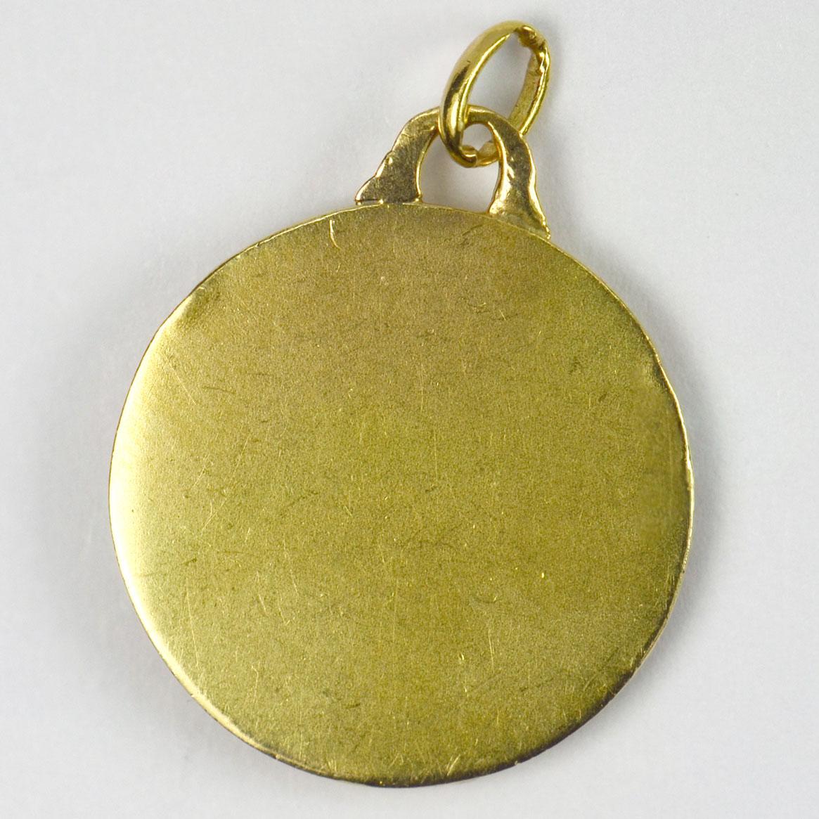 French Cherub Head Medal 18k Yellow Gold Charm Pendant 1