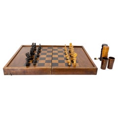 Vintage French Chess Box and Blackgammon Wood, circa 1950