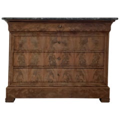 French Chest Louis Philippe Style Bleached in Walnut Marble Top