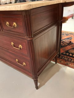 French chest louis XVI style mahogany chest with marble top 19 th c
