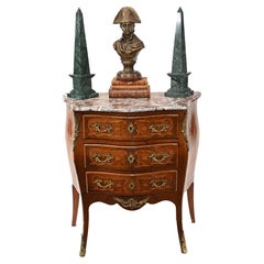 French Chest of Drawers Bombe Commode Marquetry 1880