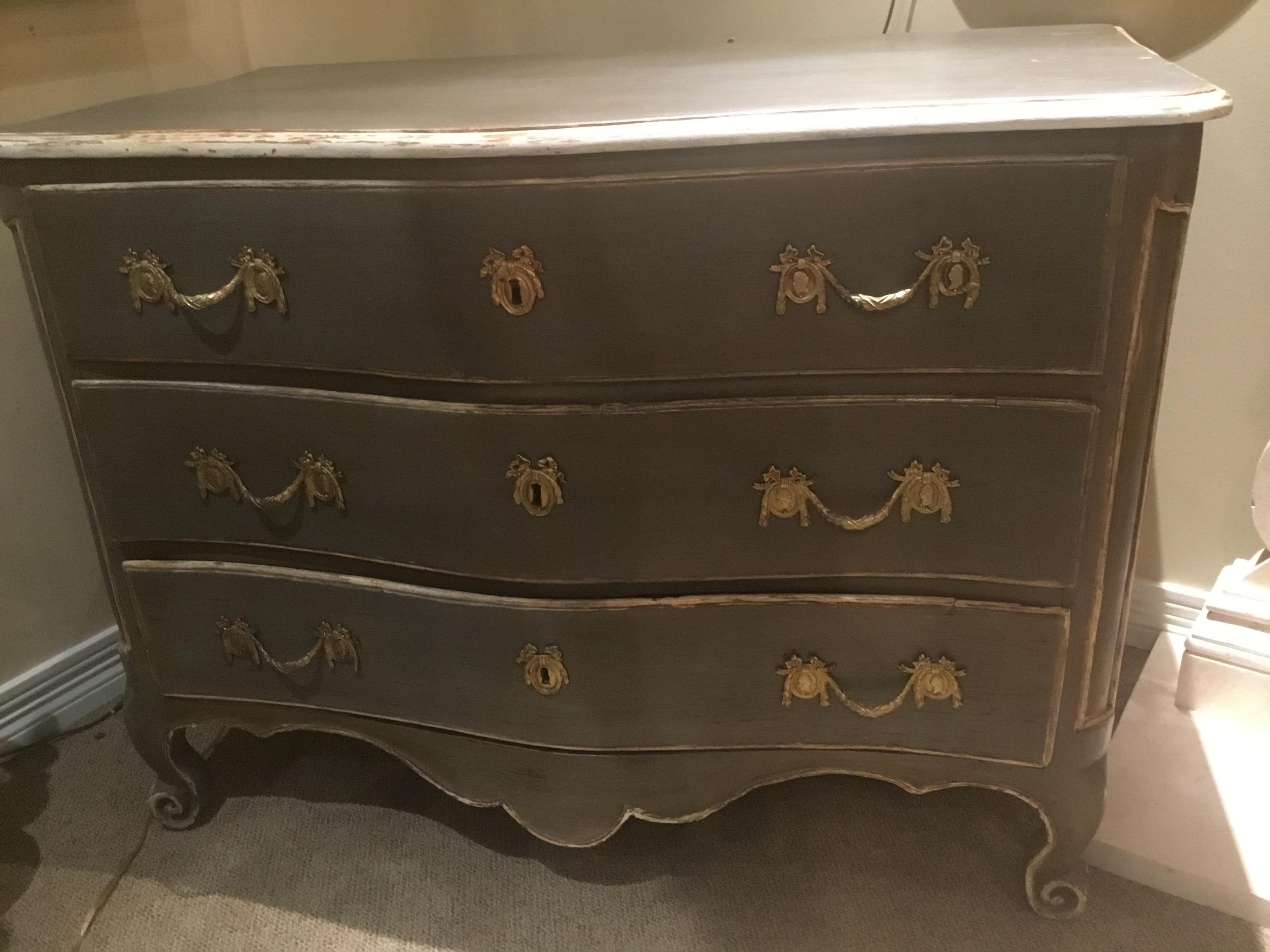 French Chest of Drawers/Commode 19th Century Polychromed, Louis XV Style 3