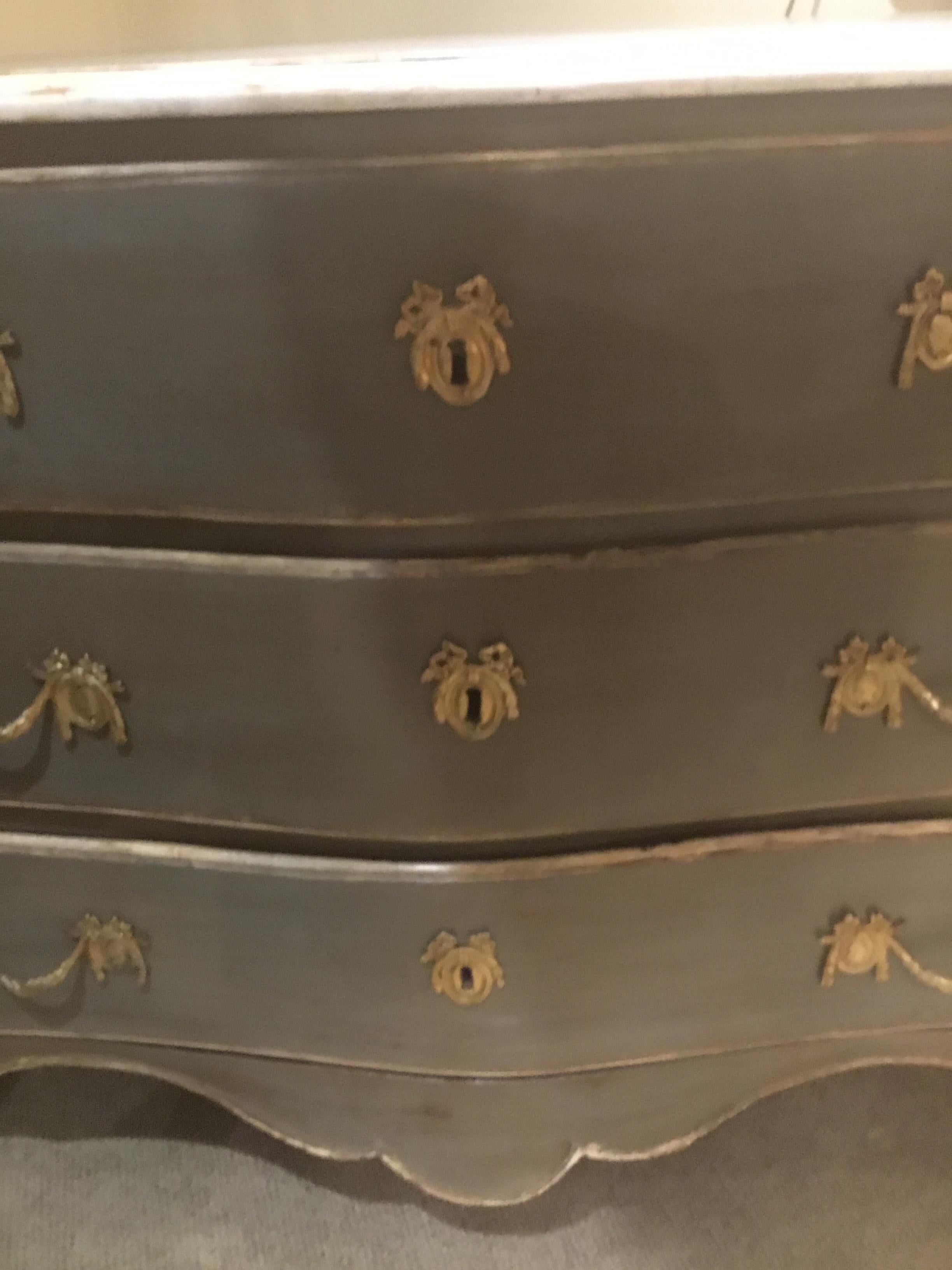 French Chest of Drawers/Commode 19th Century Polychromed, Louis XV Style 4