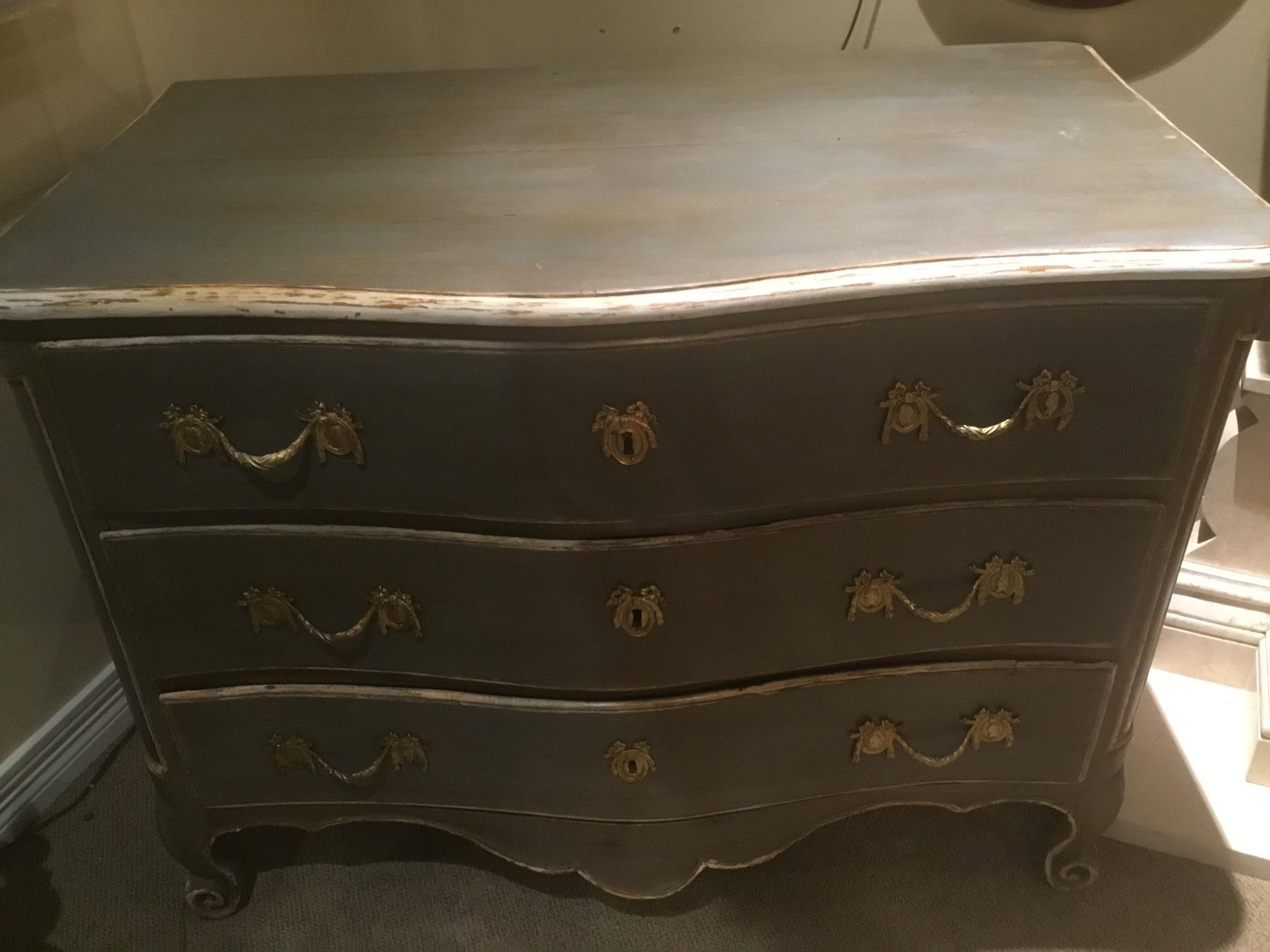 French Chest of Drawers/Commode 19th Century Polychromed, Louis XV Style 5
