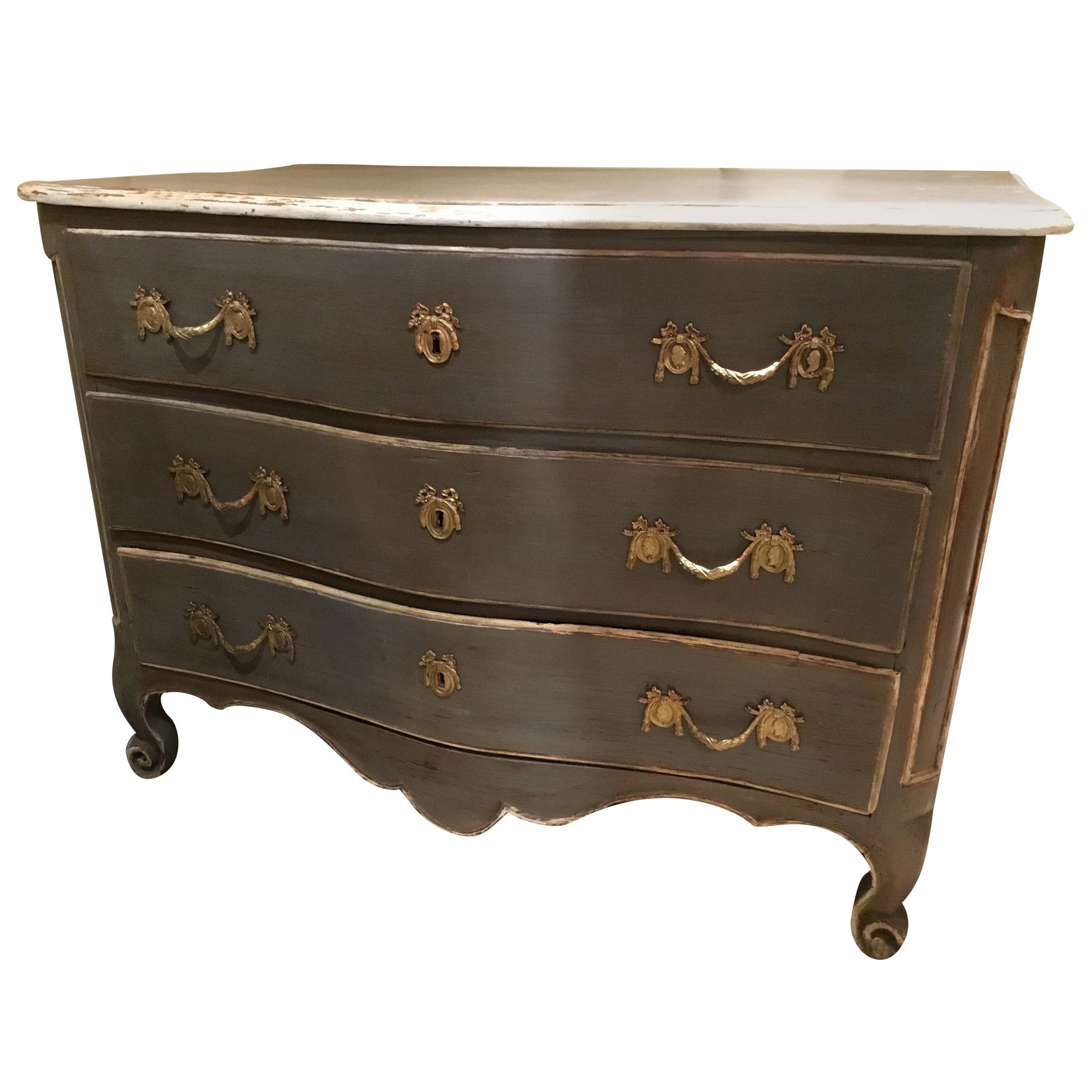 French Chest of Drawers/Commode 19th Century Polychromed, Louis XV Style