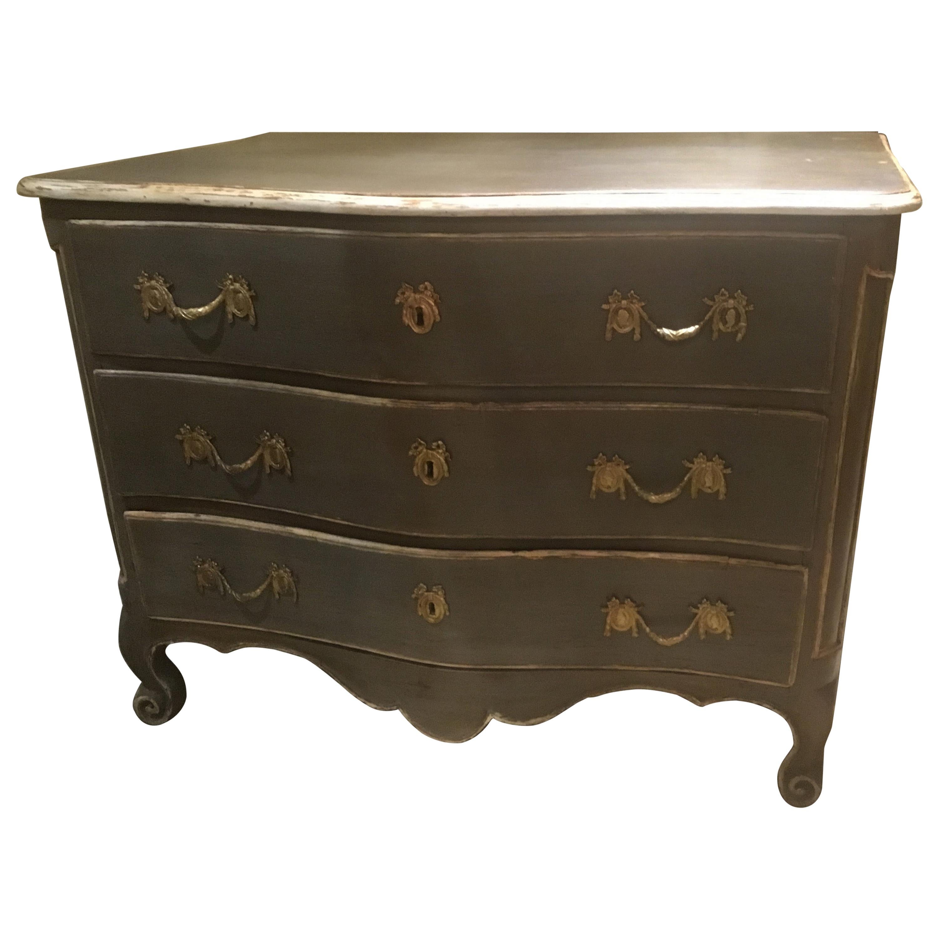 French Chest of Drawers/Commode 19th Century Polychromed, Louis XV Style