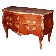 French chest of drawers from the 19th century, Louis XV style, in richly inlaid