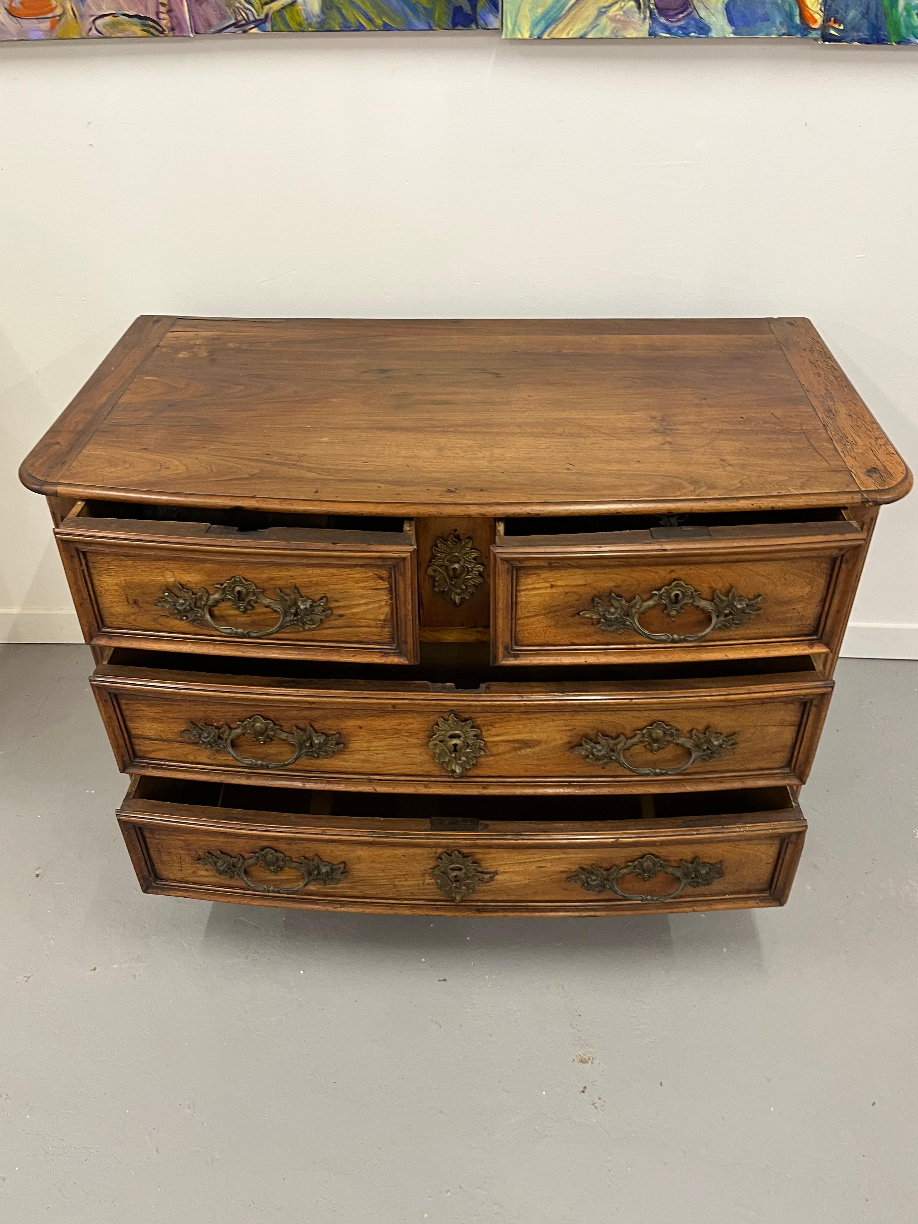 Louis XVI French Chest of Drawers Fruit Wood Original Bronze Hardwares Beginning 19th For Sale