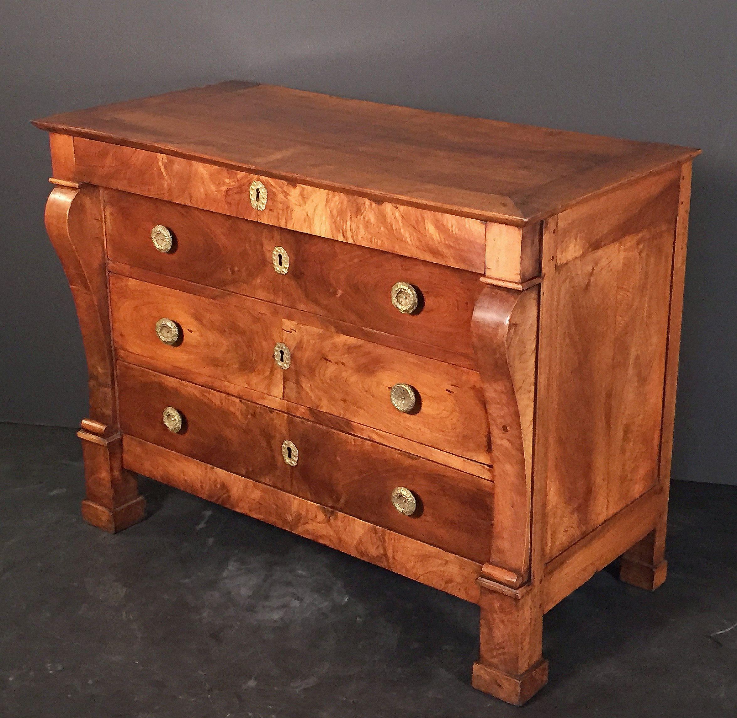 Metal French Chest of Drawers of Walnut from the Restauration Period