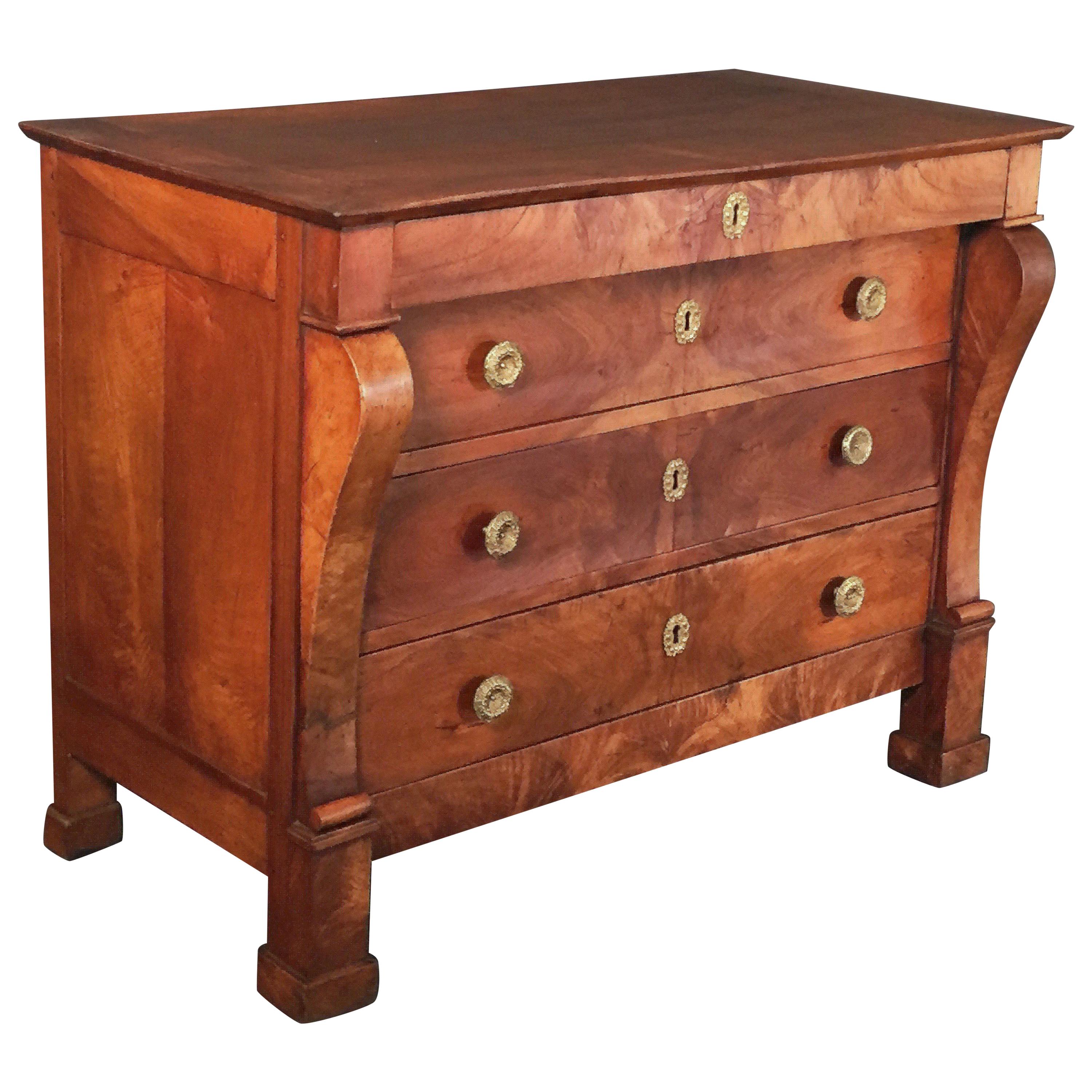 French Chest of Drawers of Walnut from the Restauration Period