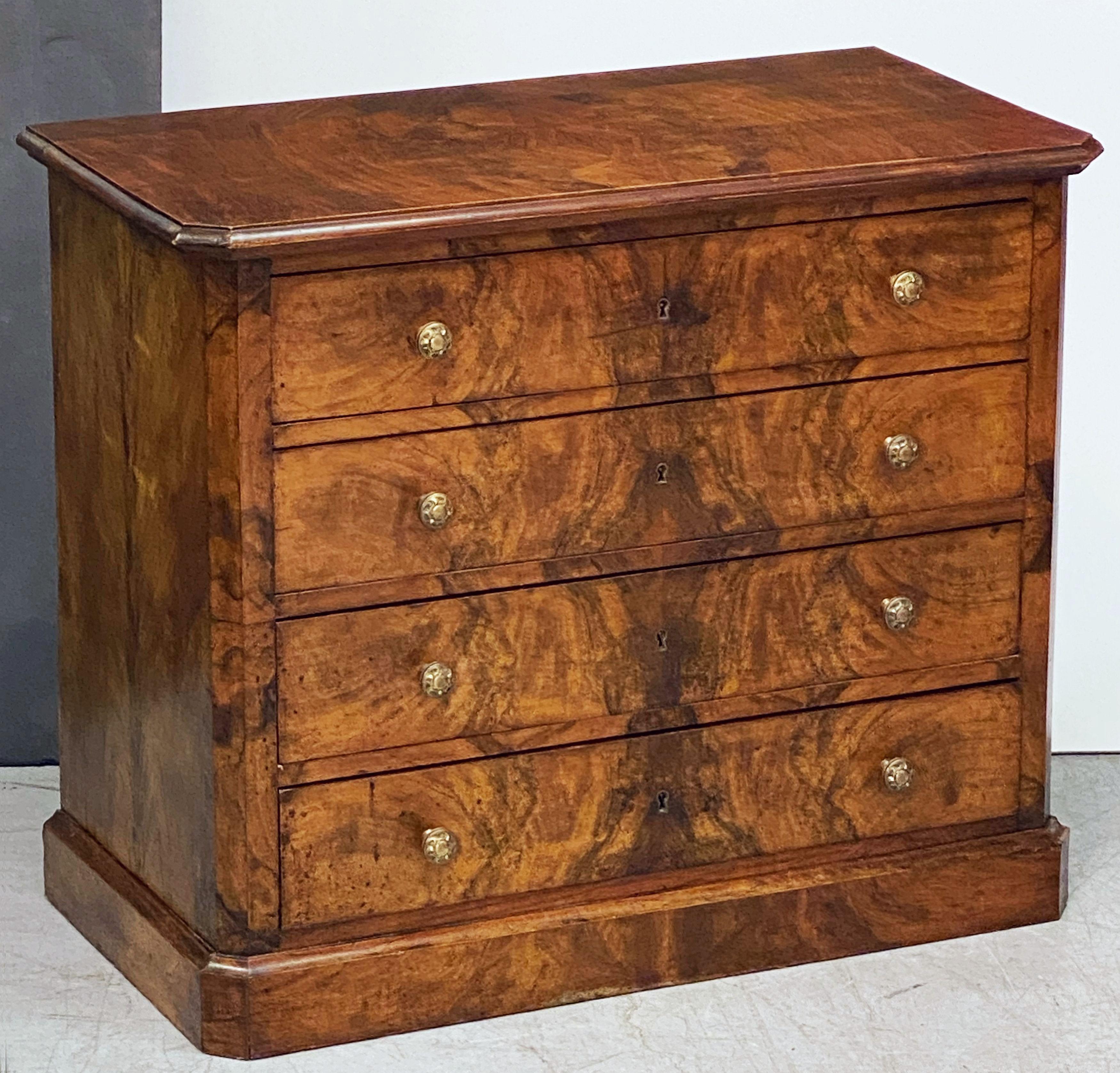 19th Century French Chest of Drawers or Commode of Flame Walnut