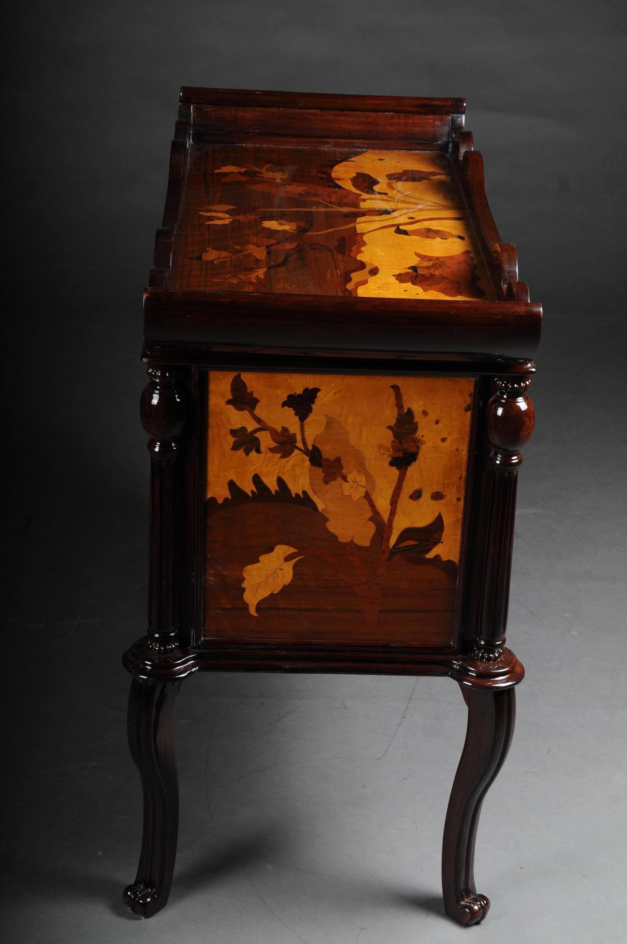 Marquetry French Chest of Drawers with Shelf Tray Art Neveau For Sale