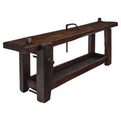 French Chestnut Antique Workbench