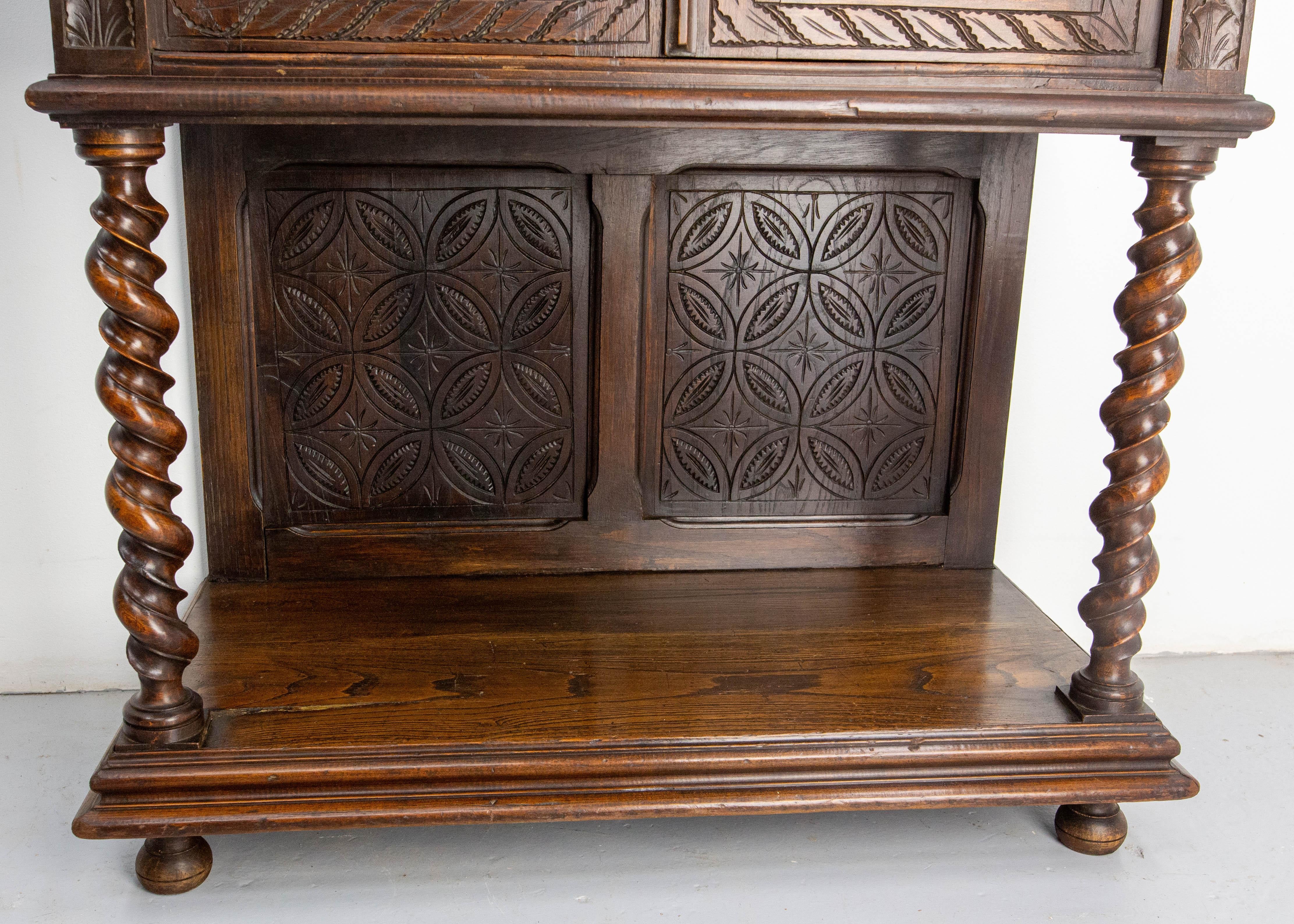 French Chestnut & Wrought Iron Buffet Neogothic Style Late 19th Century For Sale 3