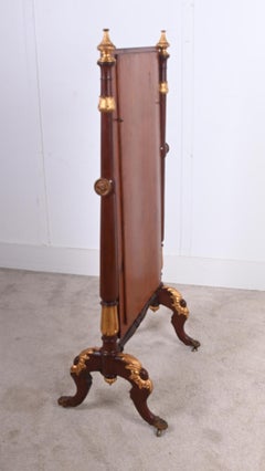 French Cheval Mirror Mahogany Gilt Antique 1890