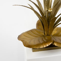 French Chic Brass Reed Table Lamp by Maison Jansen, 1970s