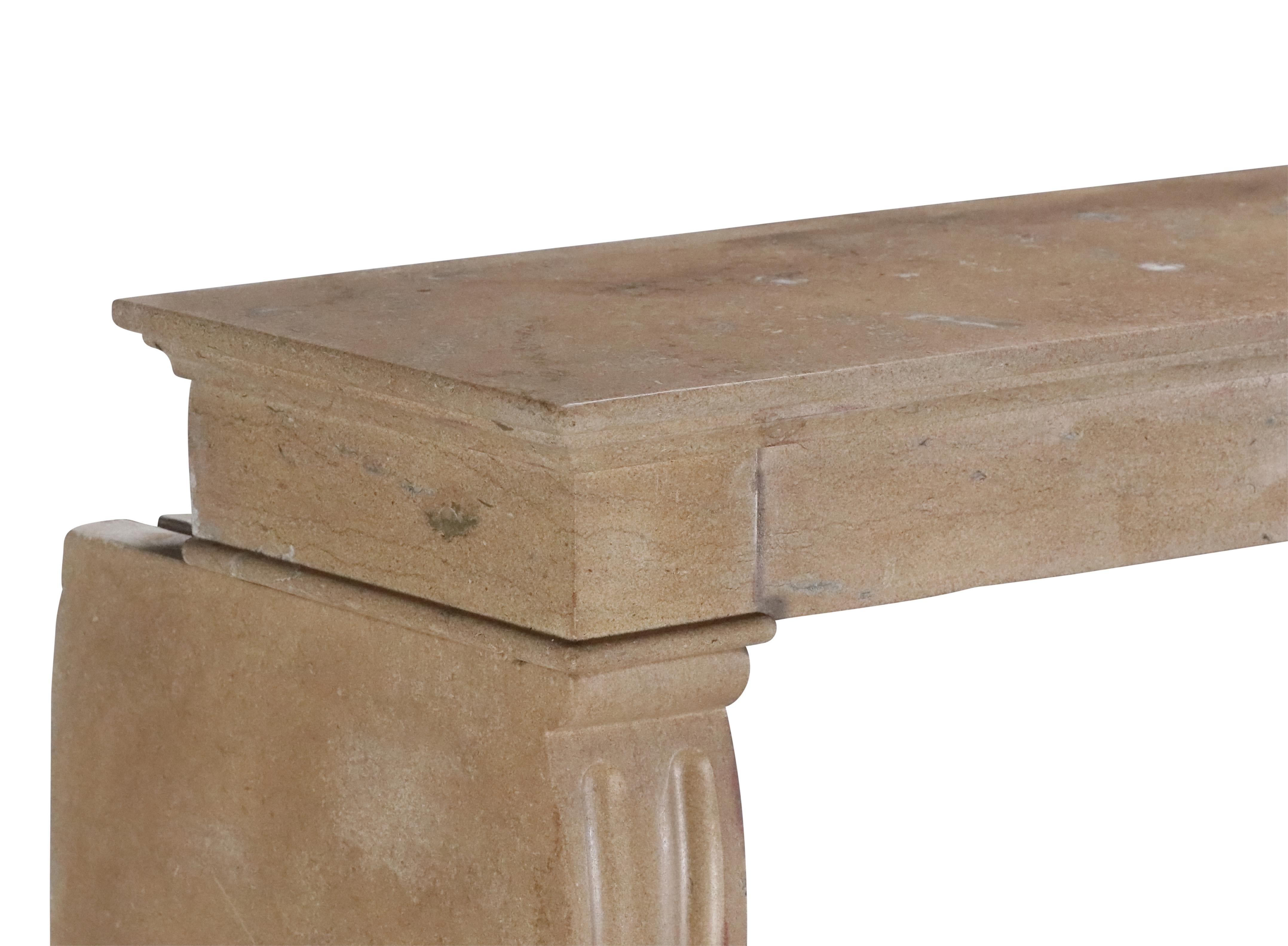 French Chic Fireplace Surround In Limestone For Charming Elegant Timeless Decor For Sale 3
