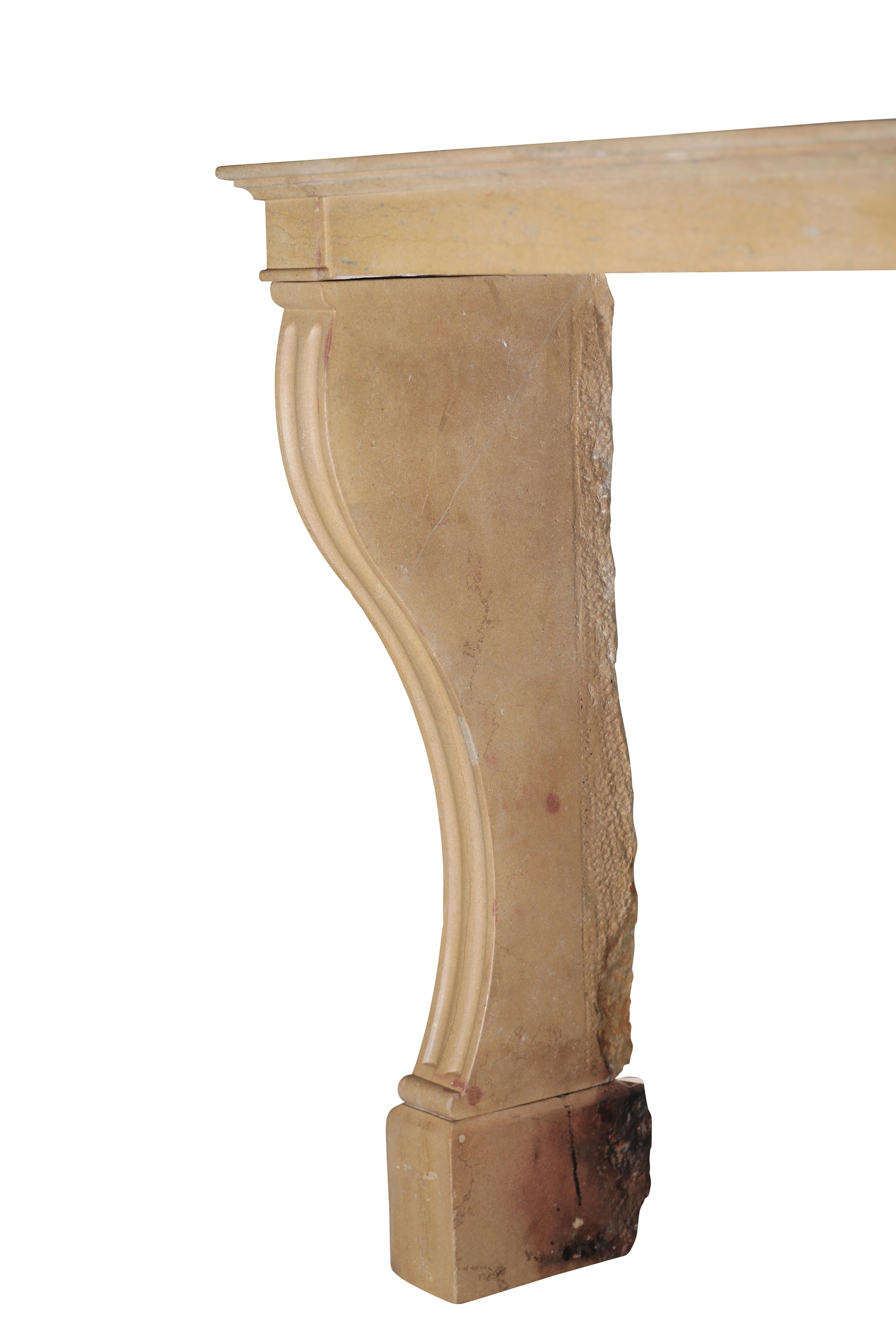 French Chic Fireplace Surround In Limestone For Charming Elegant Timeless Decor For Sale 6