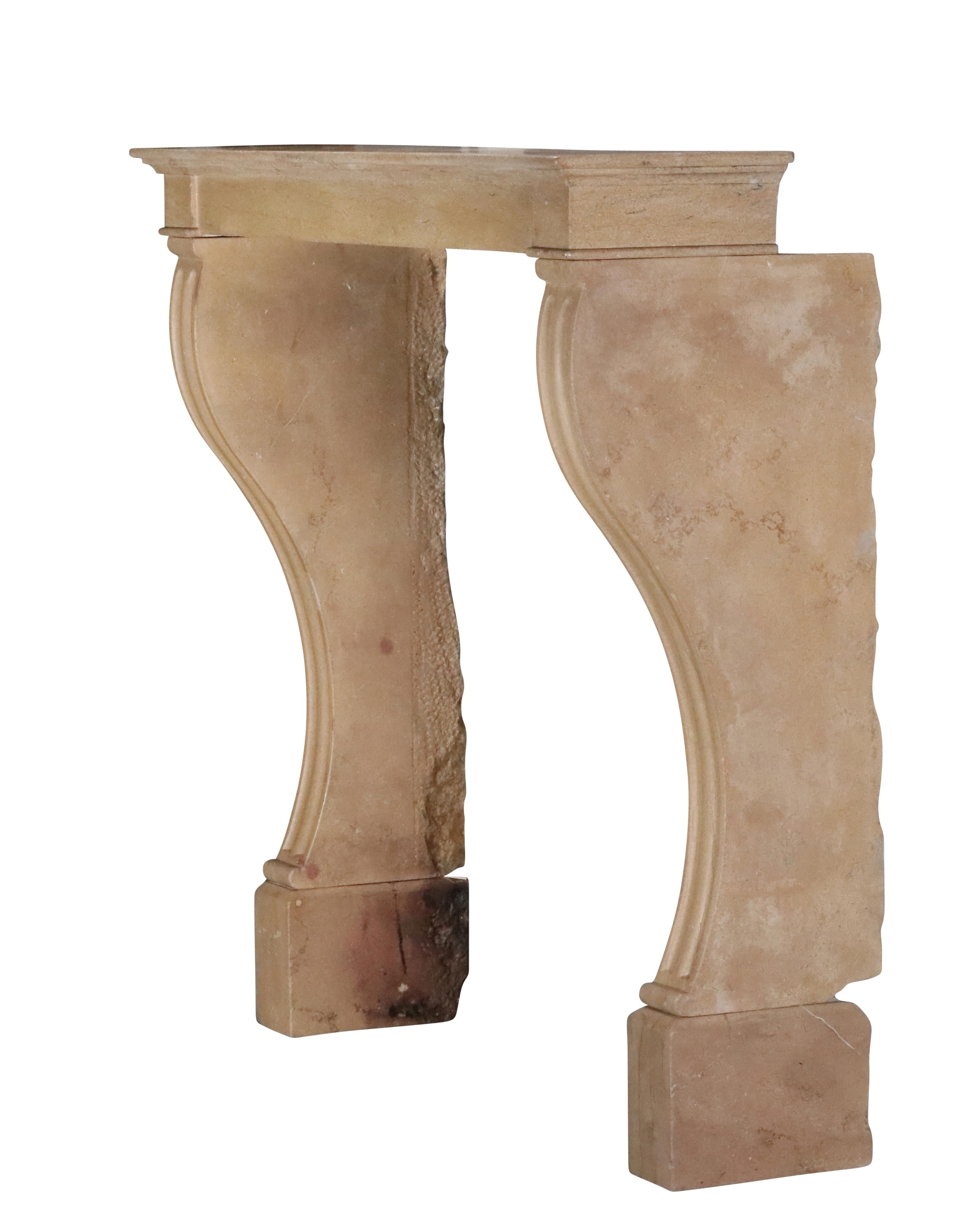French Chic Fireplace Surround In Limestone For Charming Elegant Timeless Decor For Sale 7