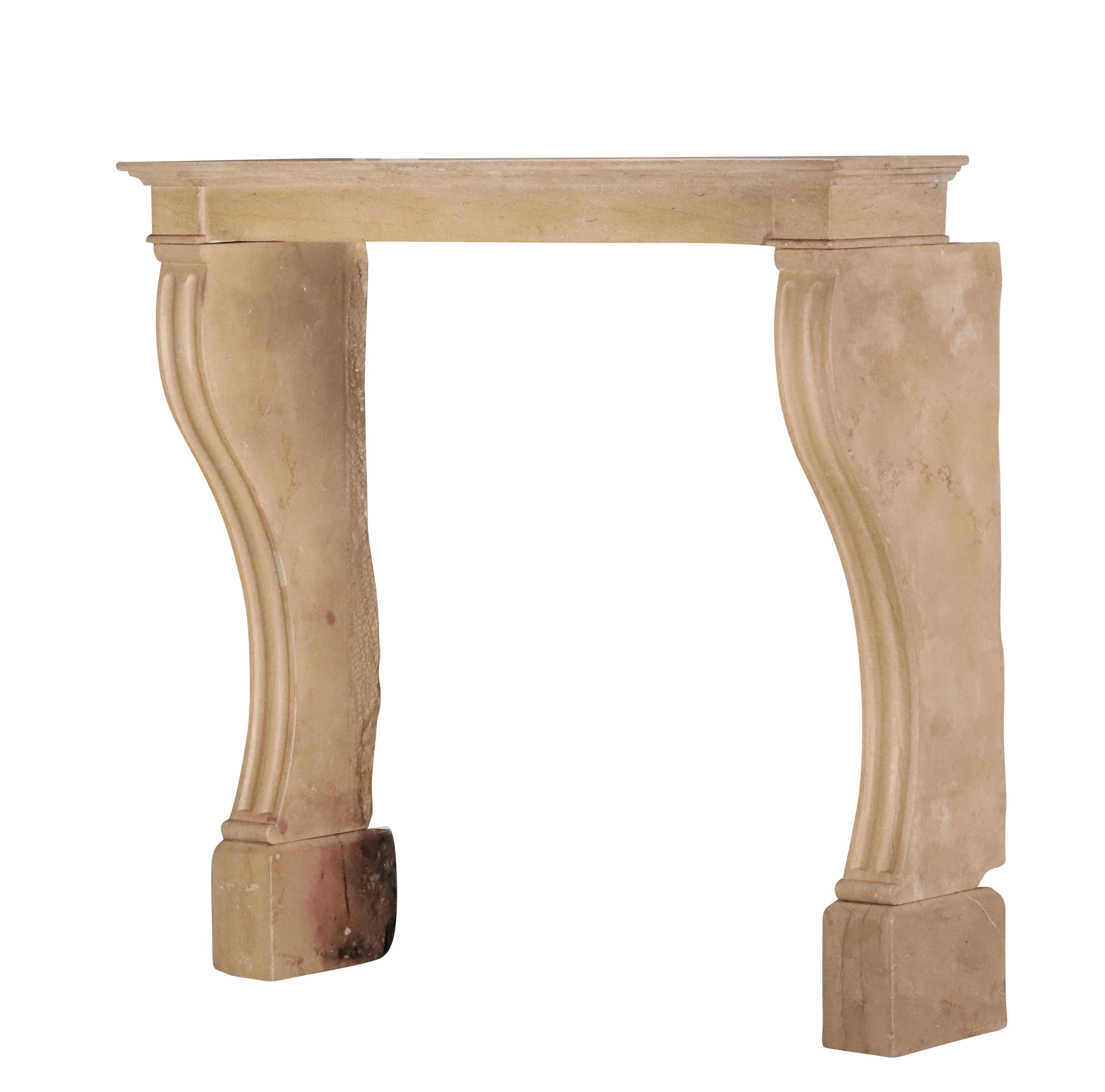 French Chic Fireplace Surround In Limestone For Charming Elegant Timeless Decor For Sale 8