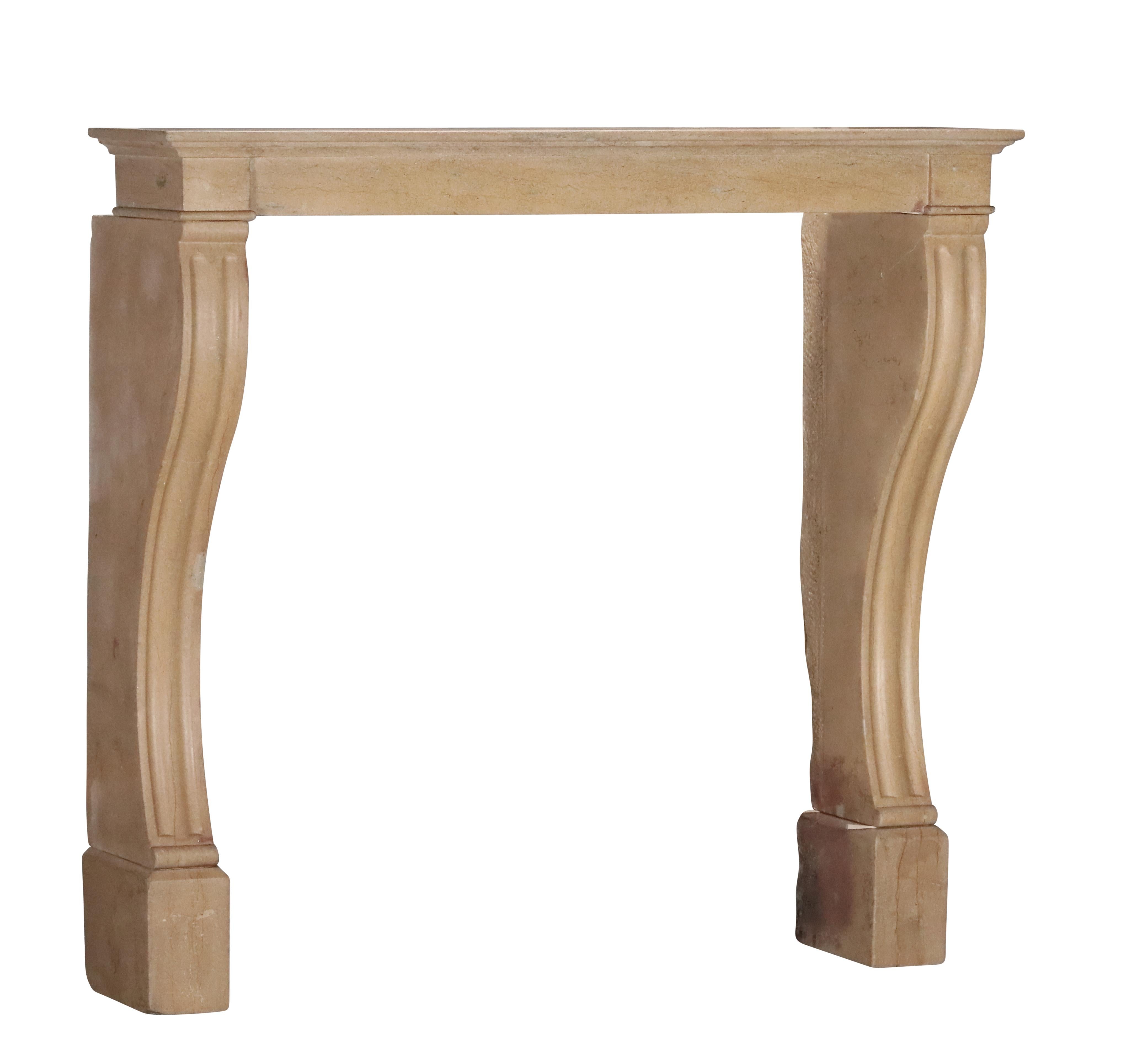 French Chic Fireplace Surround In Limestone For Charming Elegant Timeless Decor For Sale 10
