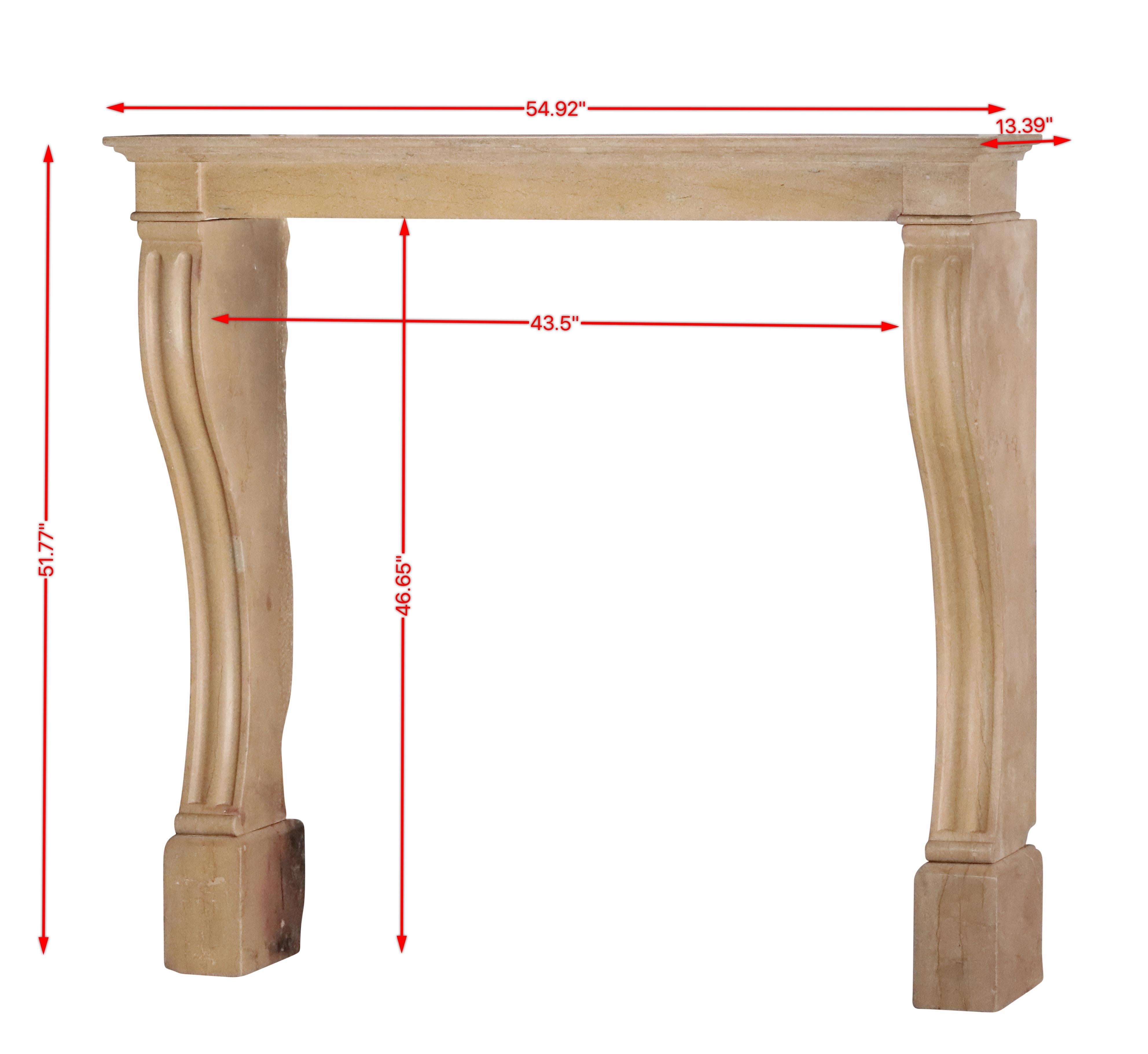 French Chic Fireplace Surround In Limestone For Charming Elegant Timeless Decor In Good Condition For Sale In Beervelde, BE