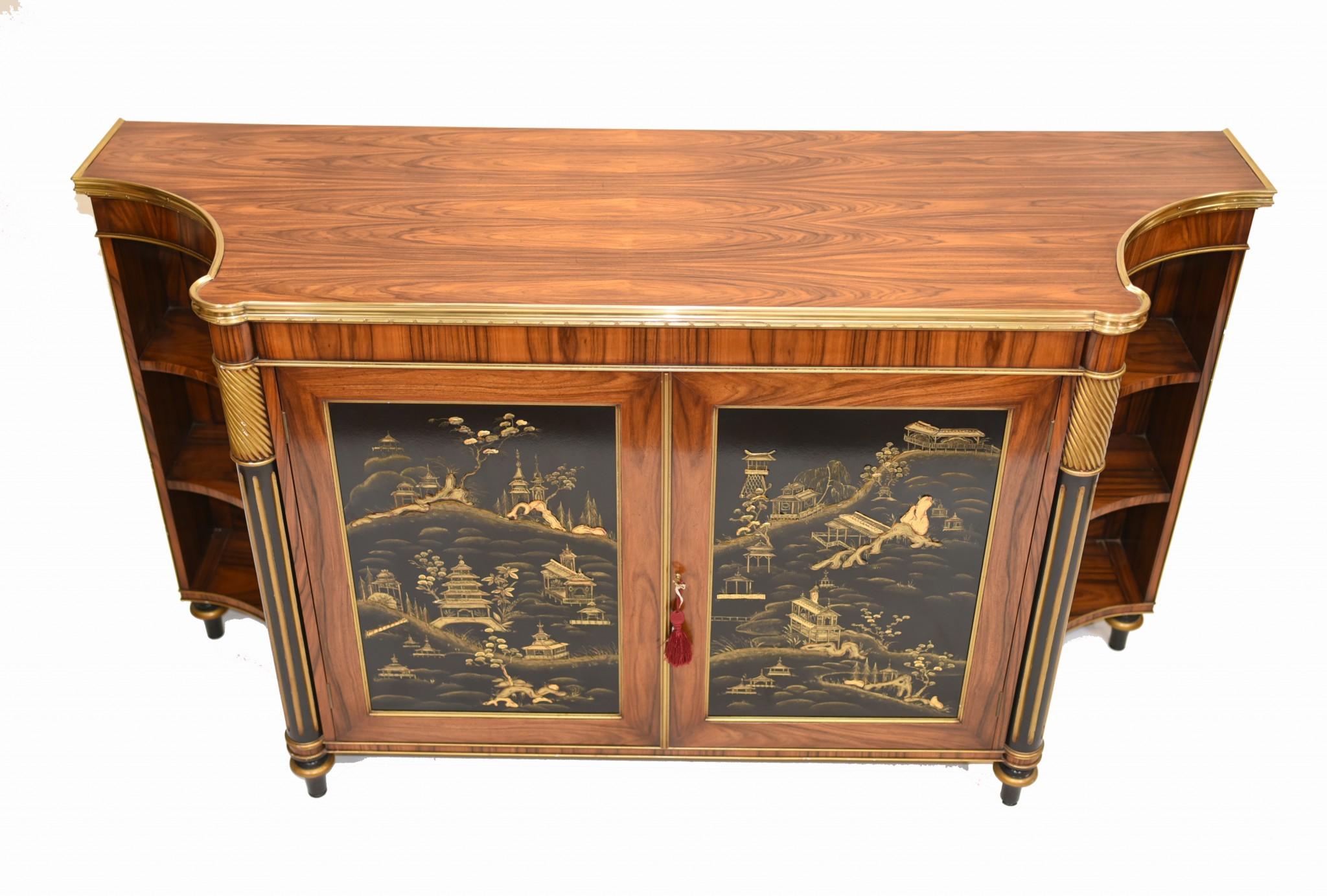 Regency French Chiffonier Sideboard Chinoiserie Rosewood 1930s
